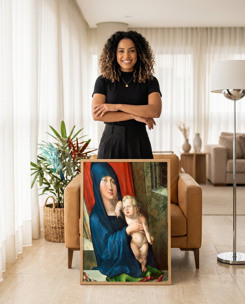 Quadro Decorativo A Virgem e o Menino - Albrecht Dürer com modelo em ambiente