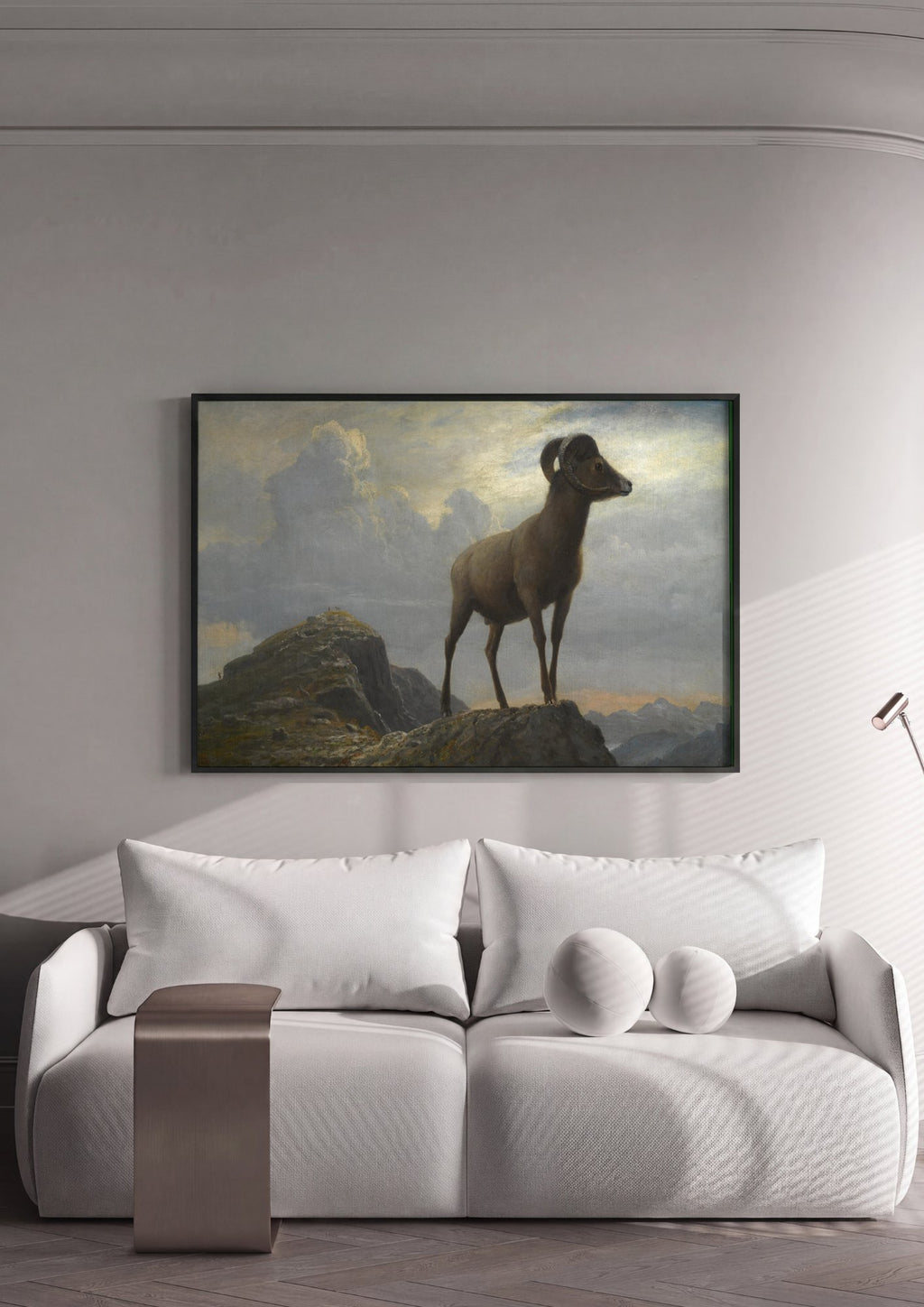 Quadro Decorativo Carneiro Montanhês - Albert Bierstadt em ambiente decorado