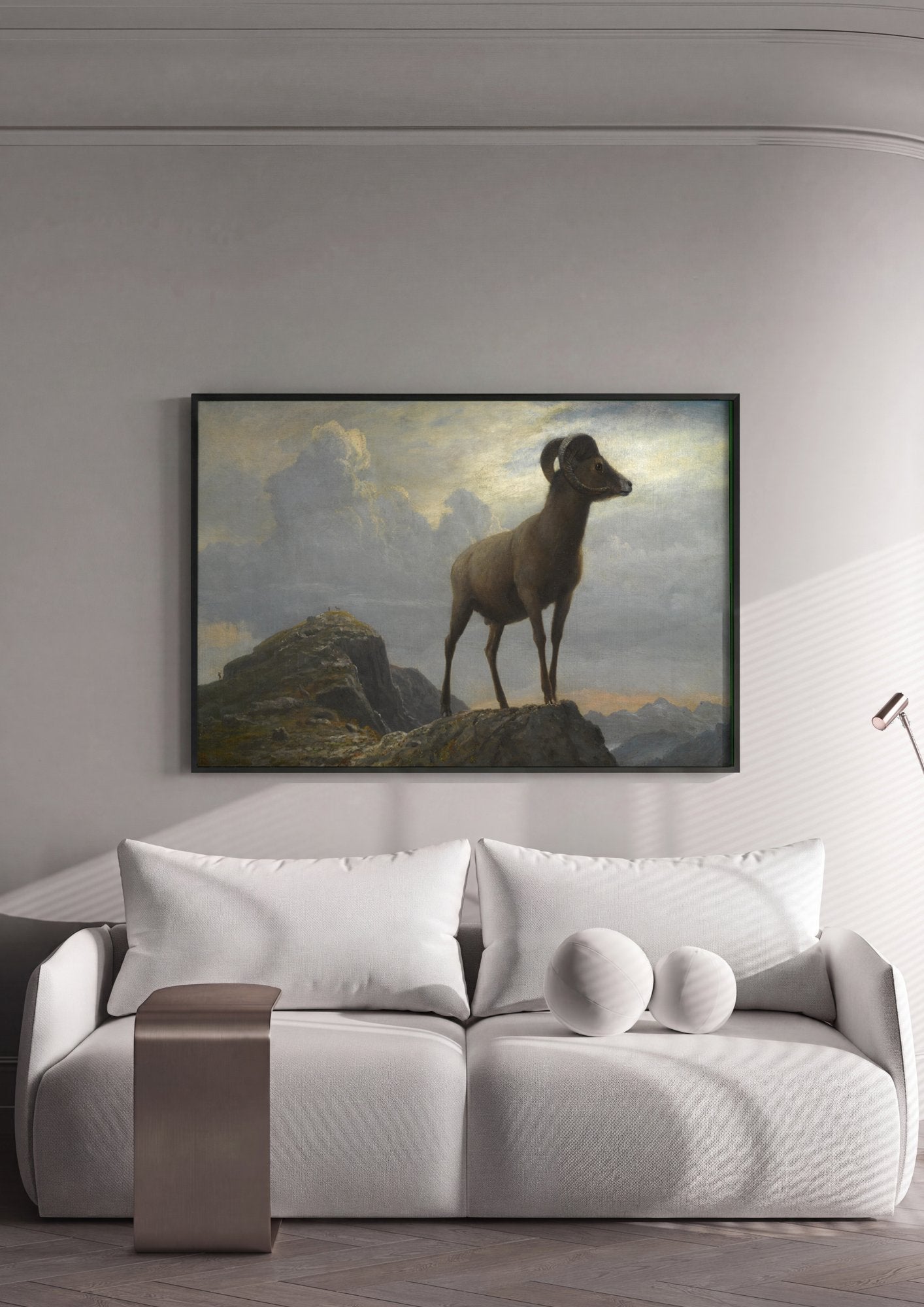 Quadro Decorativo Carneiro Montanhês - Albert Bierstadt em ambiente decorado