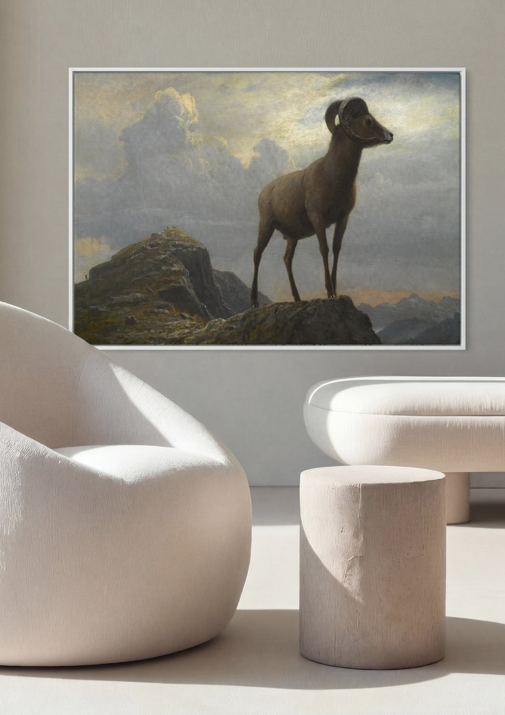 Quadro Decorativo Carneiro Montanhês - Albert Bierstadt em ambiente decorado