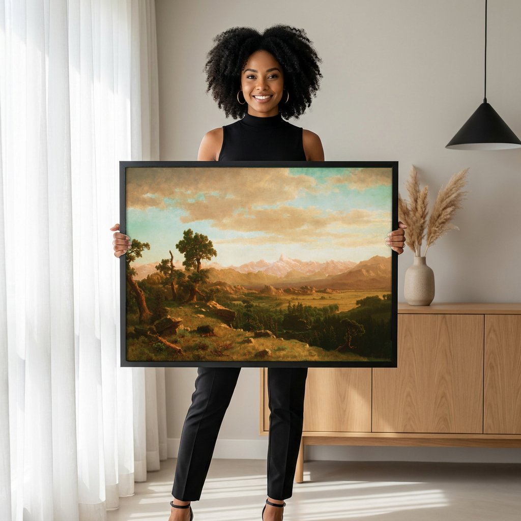 Quadro Decorativo Paisagem Grandiosa - Albert Bierstadt com modelo em ambiente