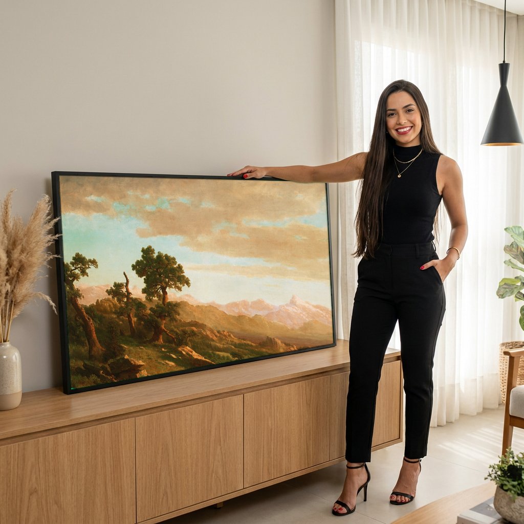 Quadro Decorativo Paisagem Grandiosa - Albert Bierstadt com modelo em ambiente
