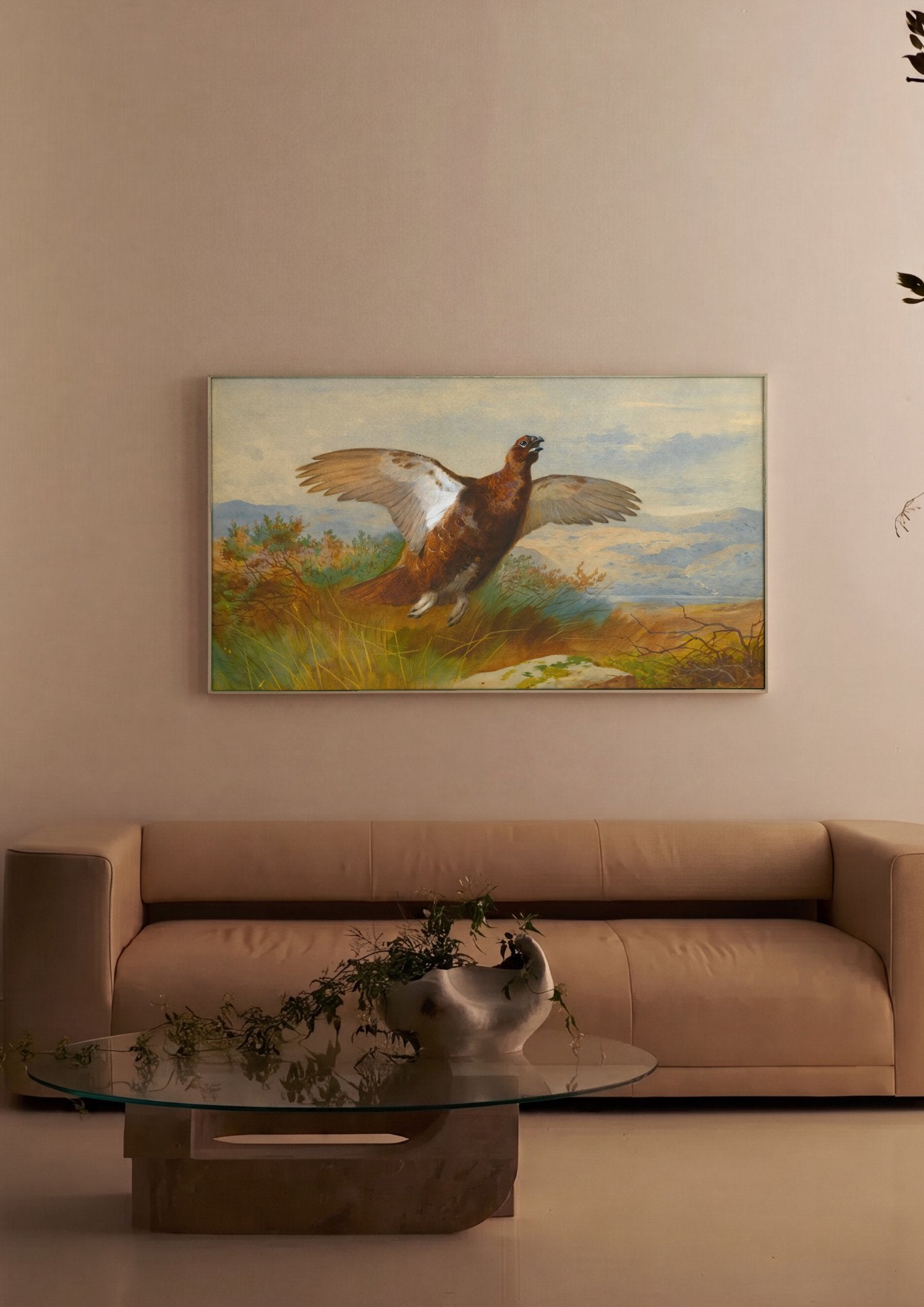 Quadro Decorativo Aves em Voo - Archibald Thorburn em ambiente decorado