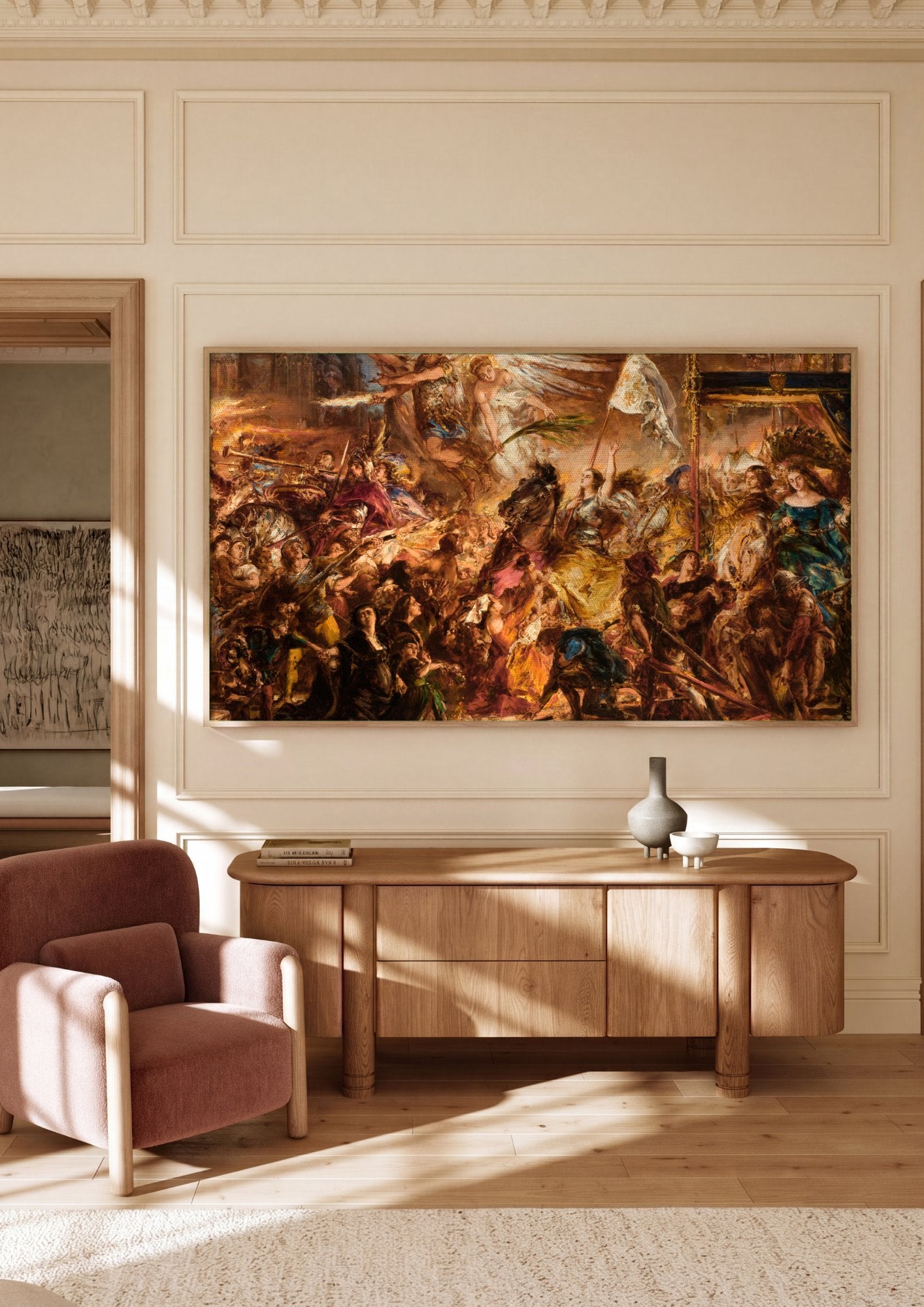 Quadro Decorativo A Batalha de Grunwald - Jan Matejko em ambiente decorado