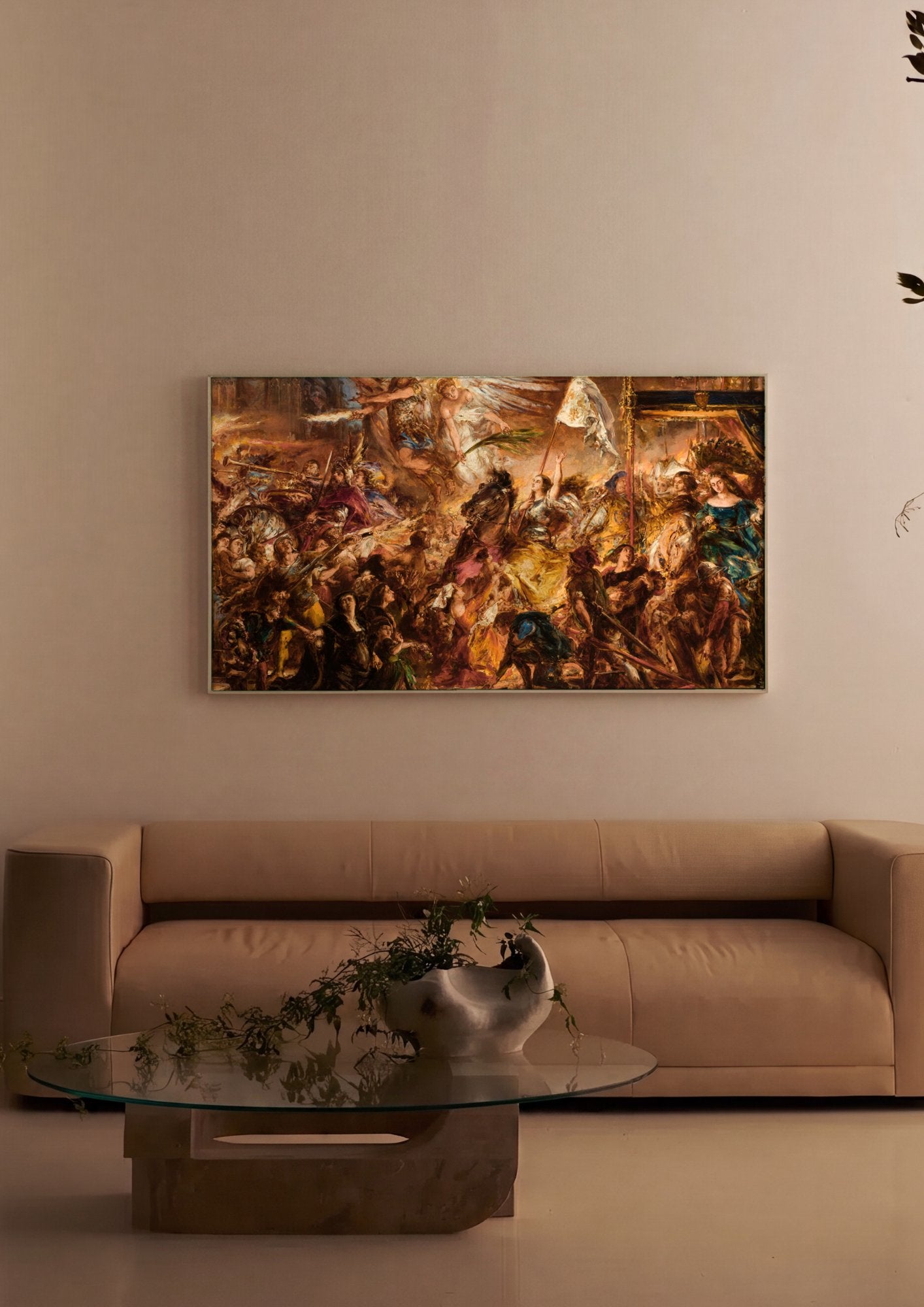 Quadro Decorativo A Batalha de Grunwald - Jan Matejko em ambiente decorado