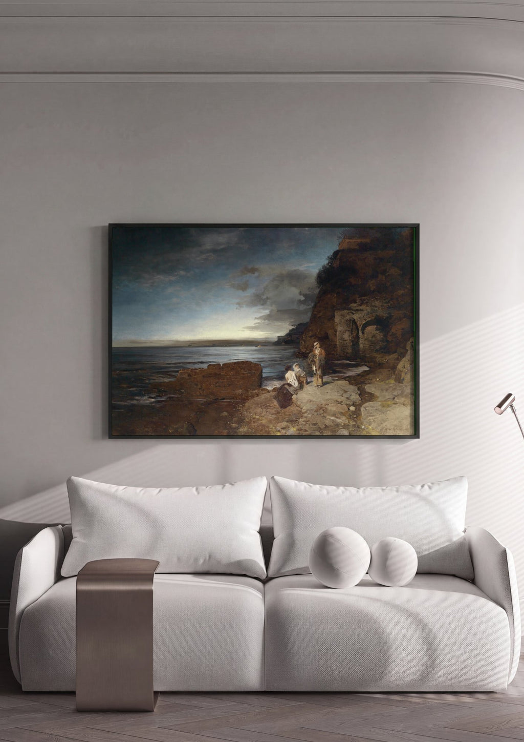 Quadro Decorativo Cenas Costeiras - Oswald Achenbach em ambiente decorado
