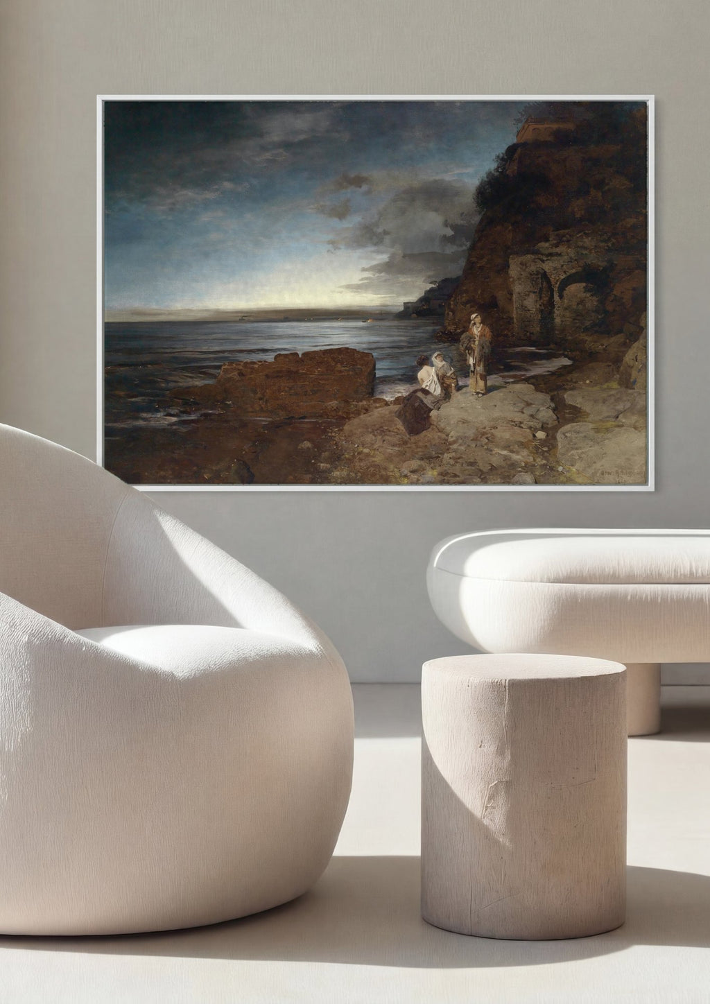 Quadro Decorativo Cenas Costeiras - Oswald Achenbach em ambiente decorado