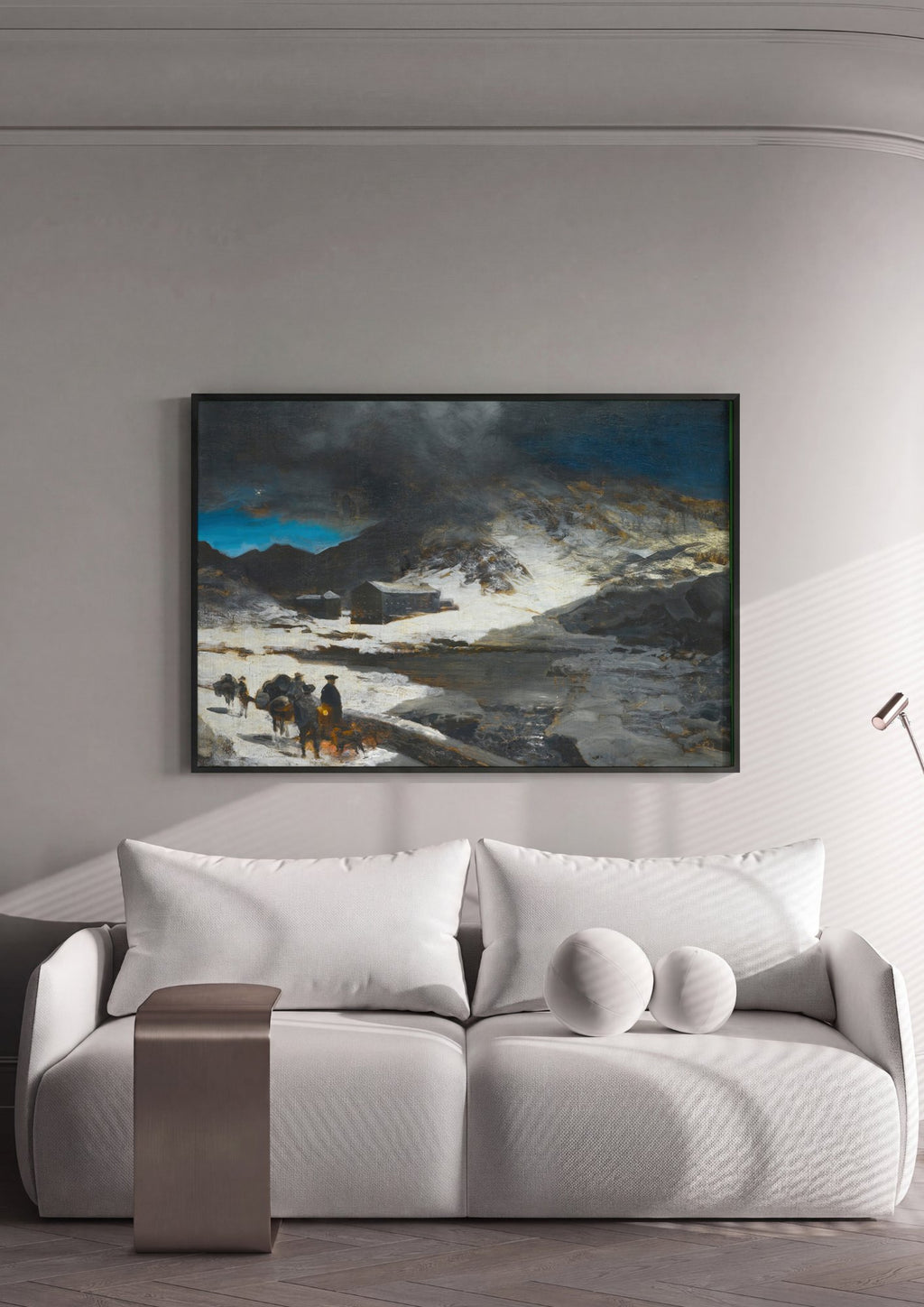 Quadro Decorativo Paisagem Nevada - Oswald Achenbach em ambiente decorado