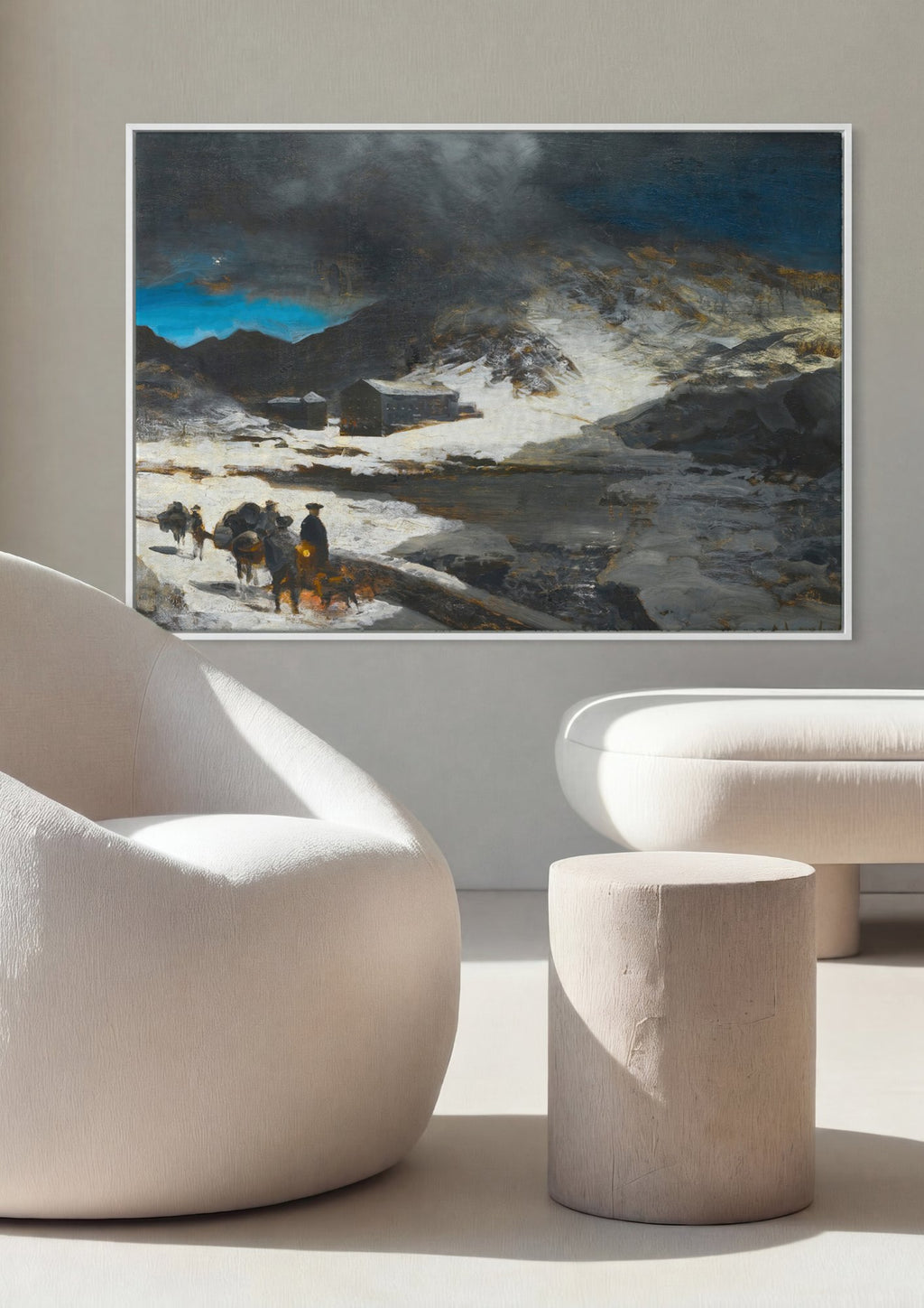 Quadro Decorativo Paisagem Nevada - Oswald Achenbach em ambiente decorado