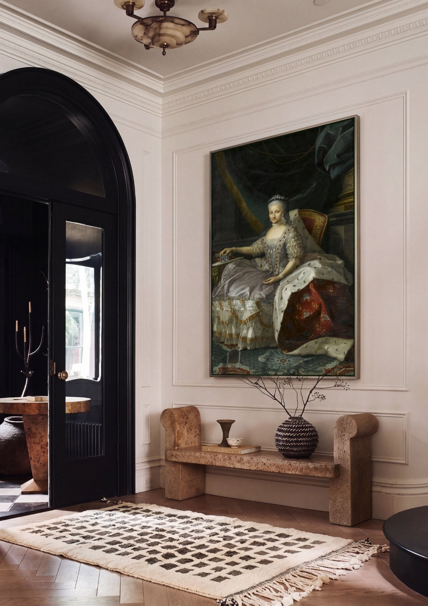 Quadro Decorativo Retrato de Maria Amália de Saxe - Mengs em ambiente decorado