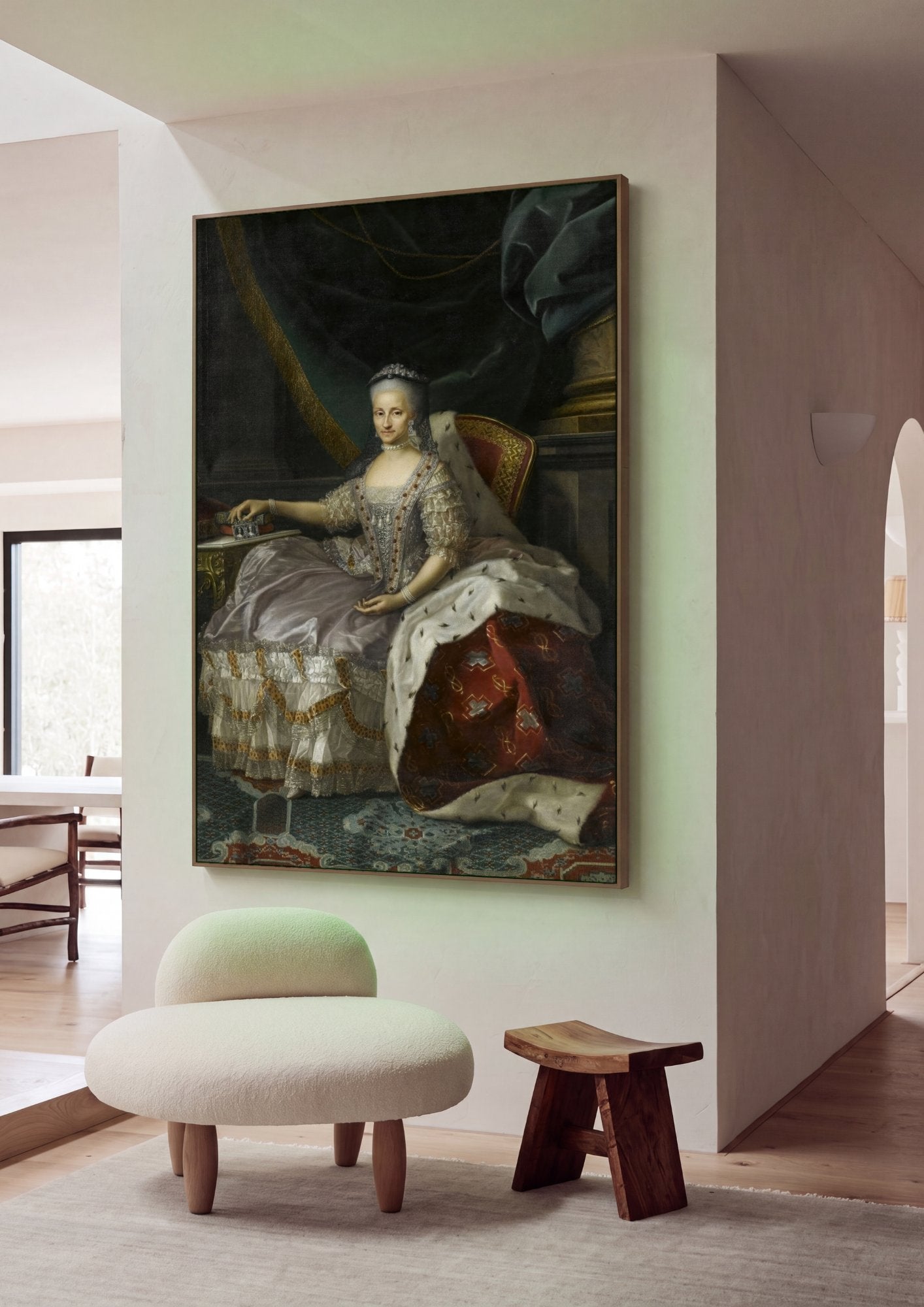 Quadro Decorativo Retrato de Maria Amália de Saxe - Mengs em ambiente decorado