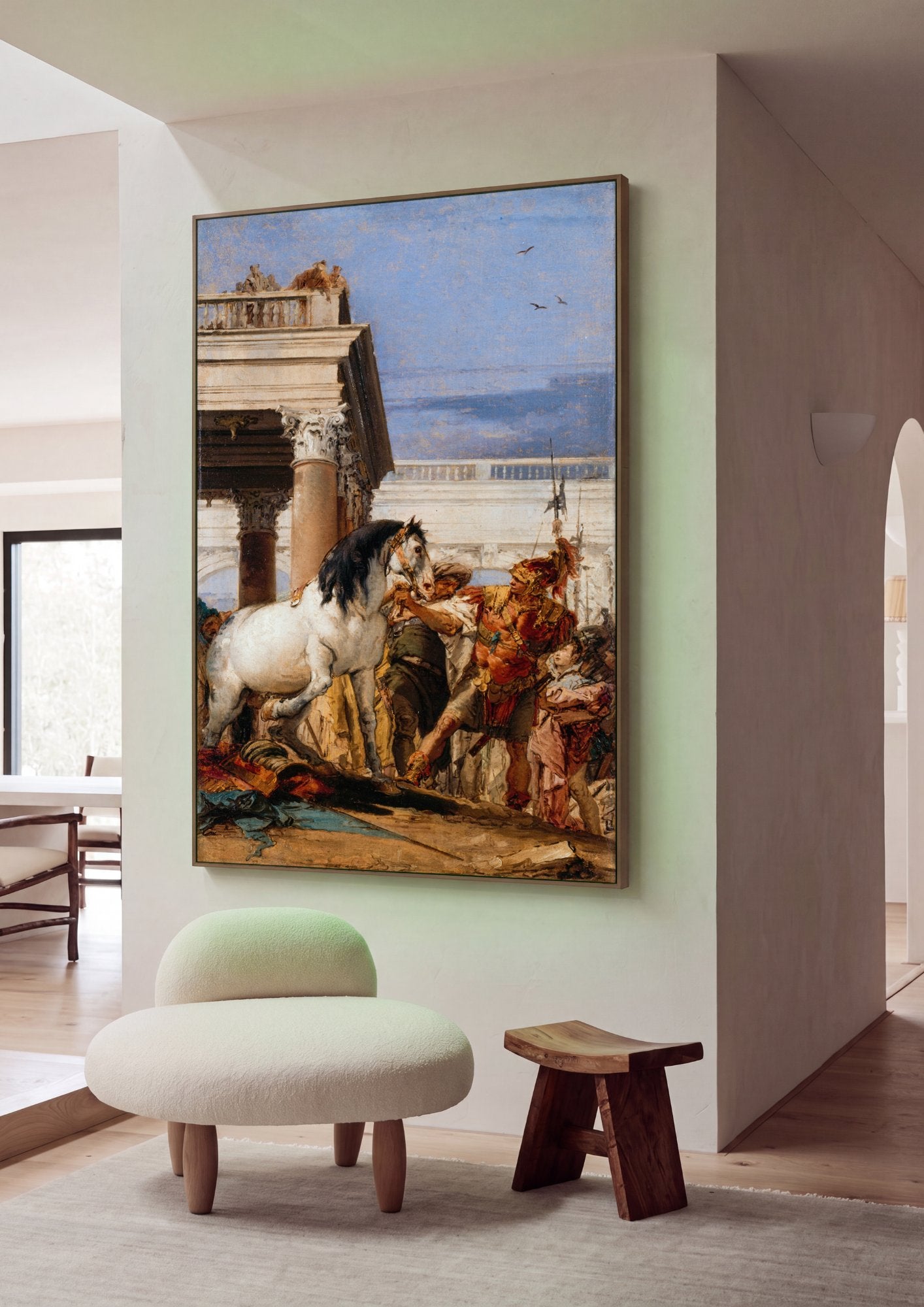 Quadro Decorativo A Contenção do Cavalo - Tiepolo em ambiente decorado