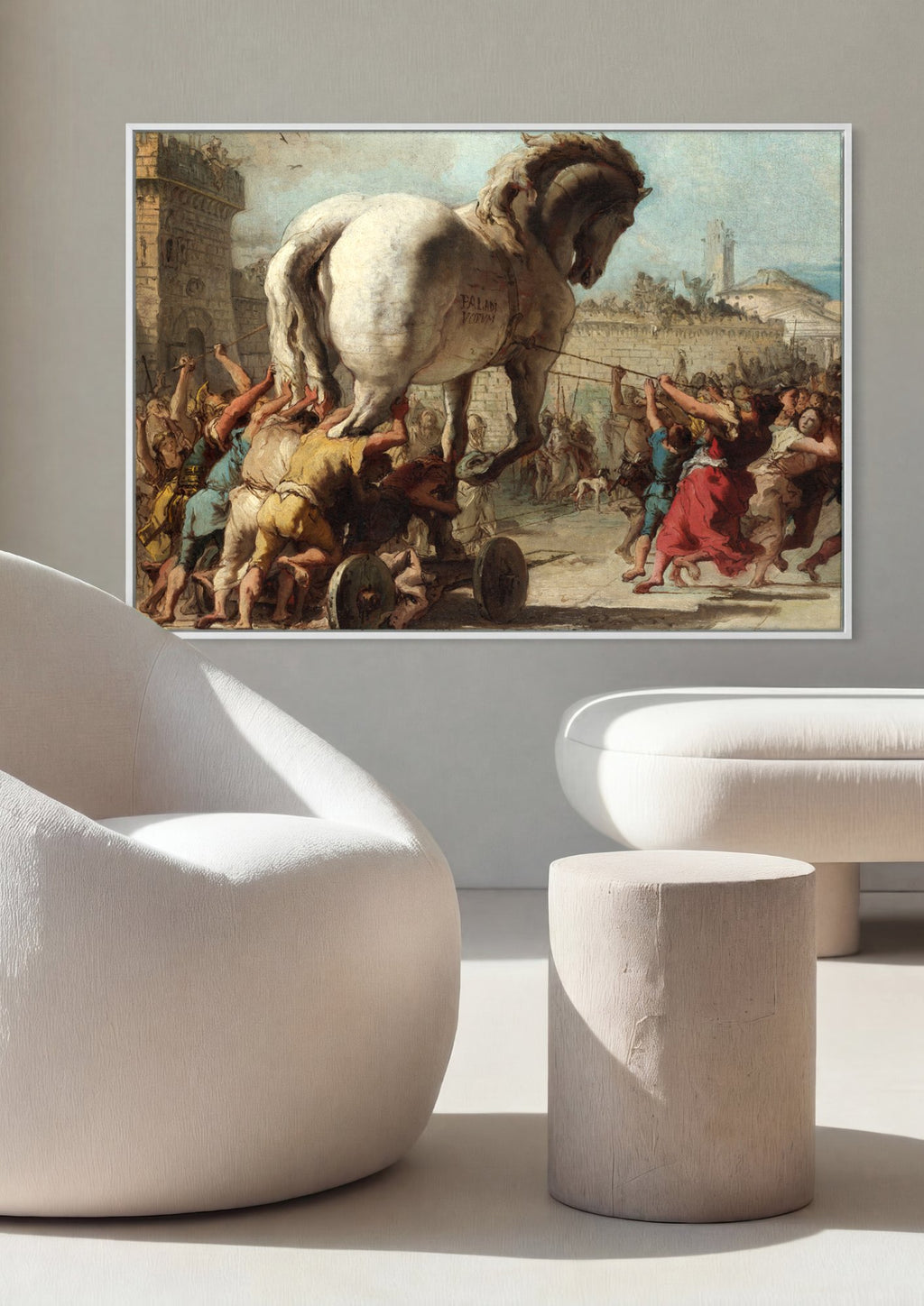 Quadro Decorativo A Procissão do Cavalo de Troia - Tiepolo em ambiente decorado