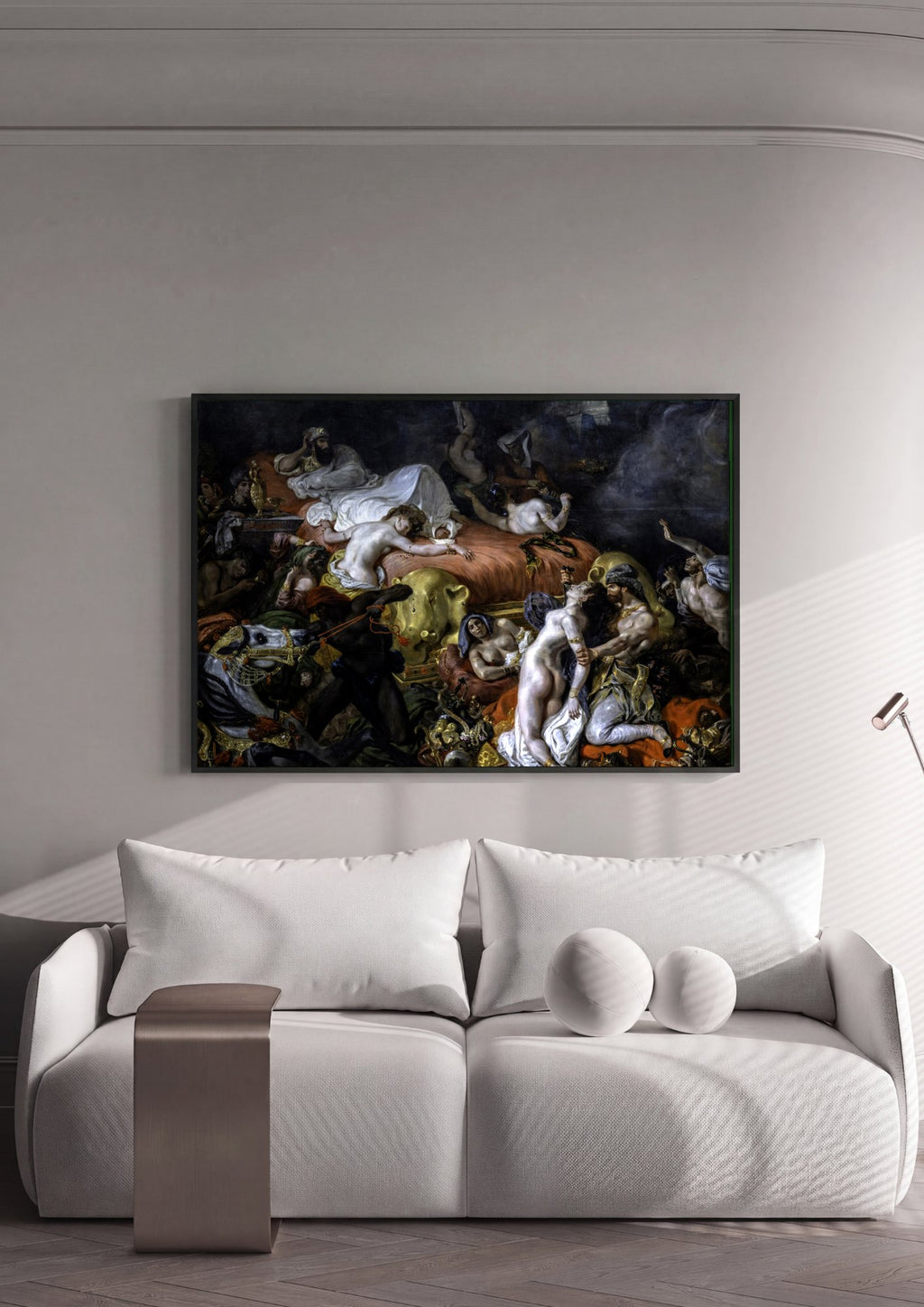 Quadro Decorativo A Morte de Sardanápalos - Delacroix em ambiente decorado
