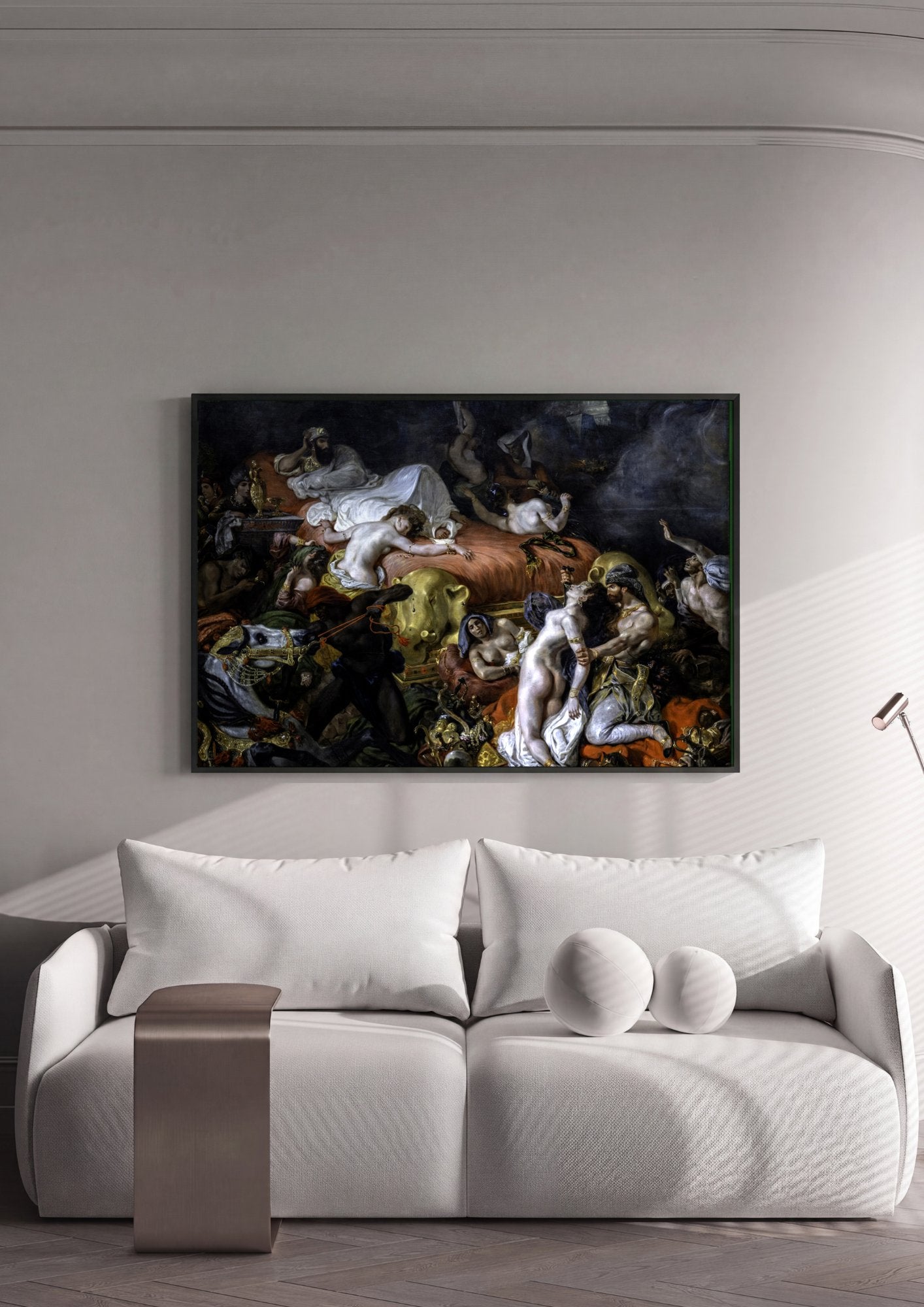 Quadro Decorativo A Morte de Sardanápalos - Delacroix em ambiente decorado