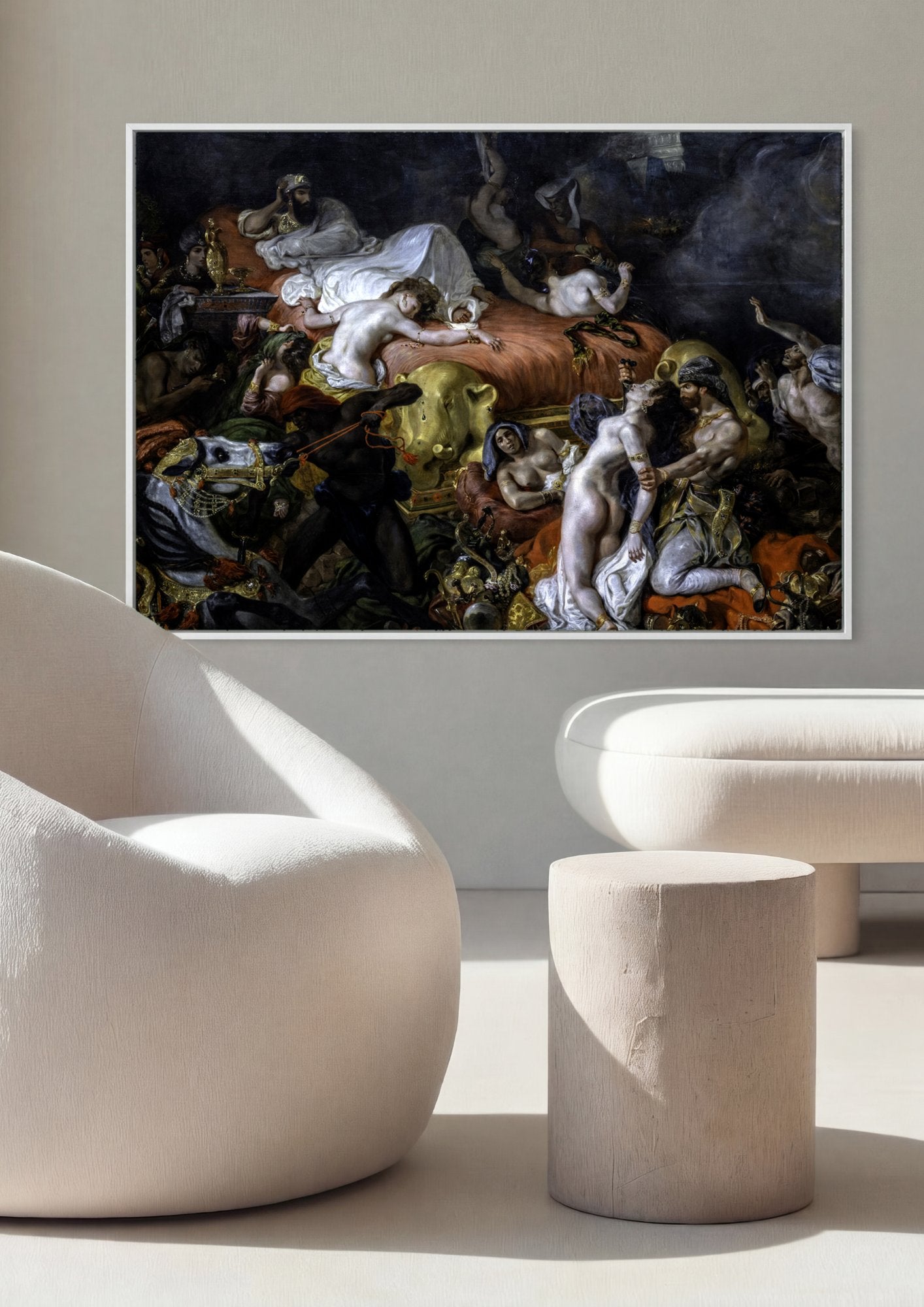 Quadro Decorativo A Morte de Sardanápalos - Delacroix em ambiente decorado