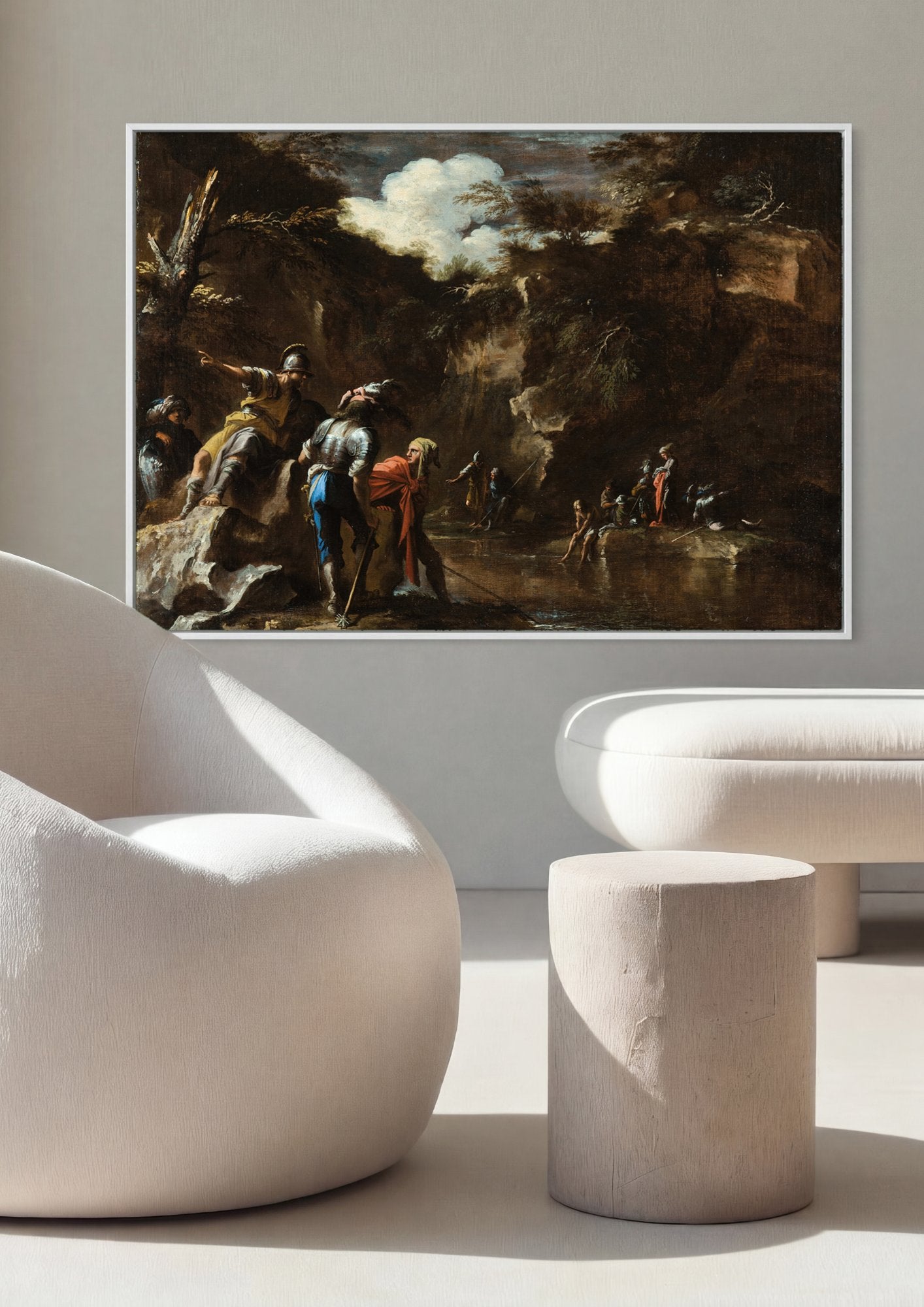 Quadro Decorativo A Pesca Milagrosa - Salvator Rosa em ambiente decorado