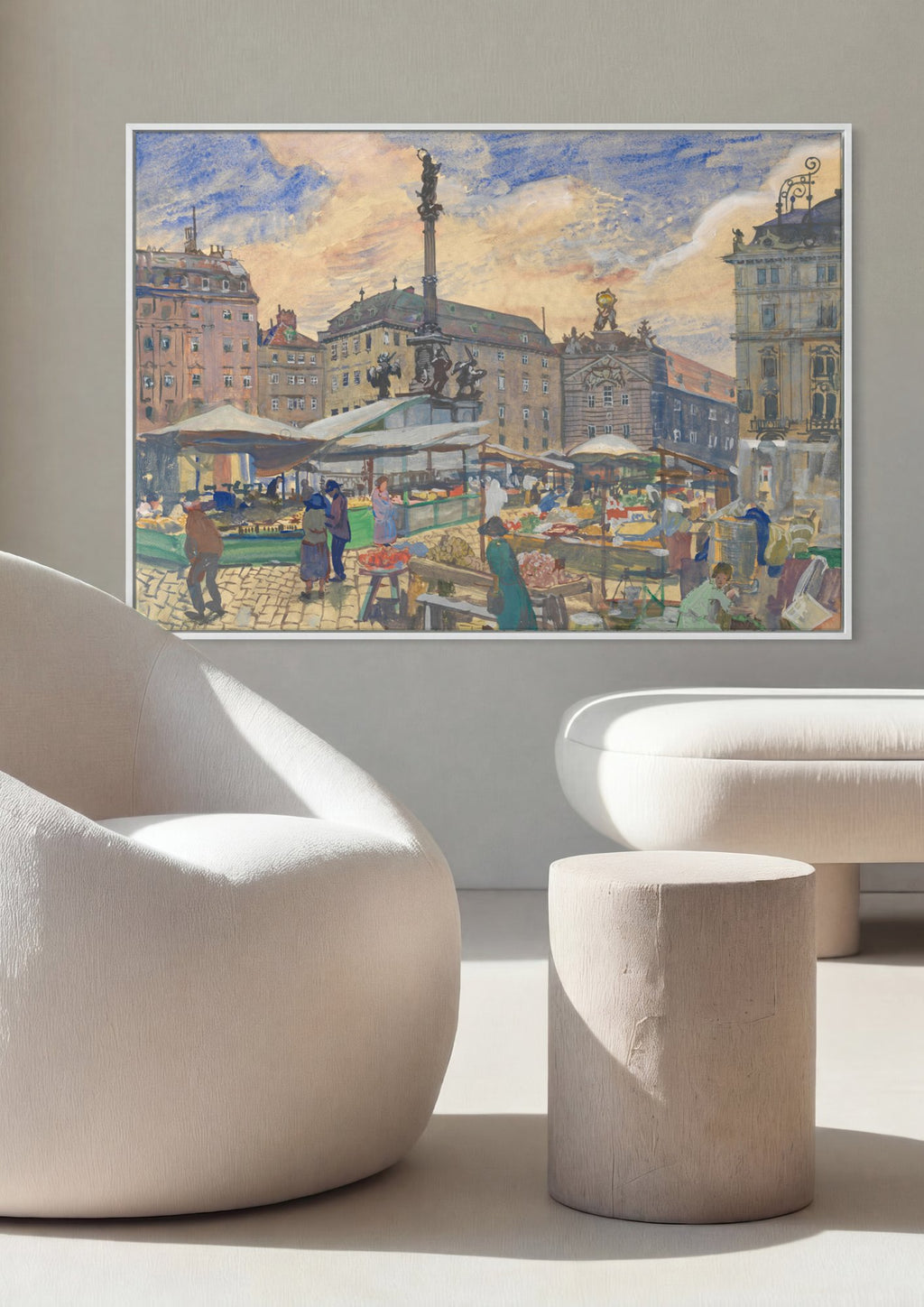 Quadro Decorativo Mercado Vibrante em Am Hof - Oskar Laske em ambiente decorado