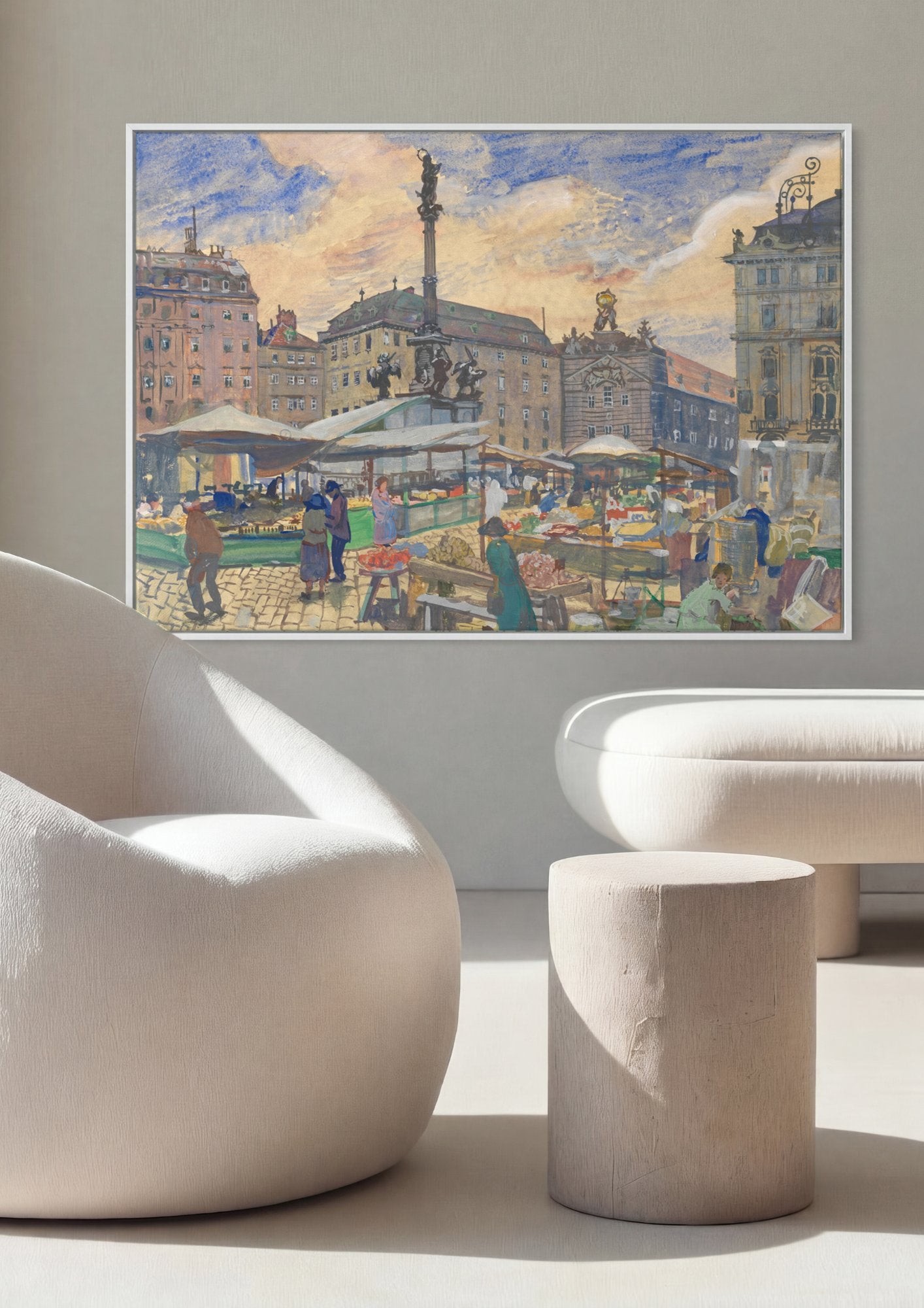 Quadro Decorativo Mercado Vibrante em Am Hof - Oskar Laske em ambiente decorado