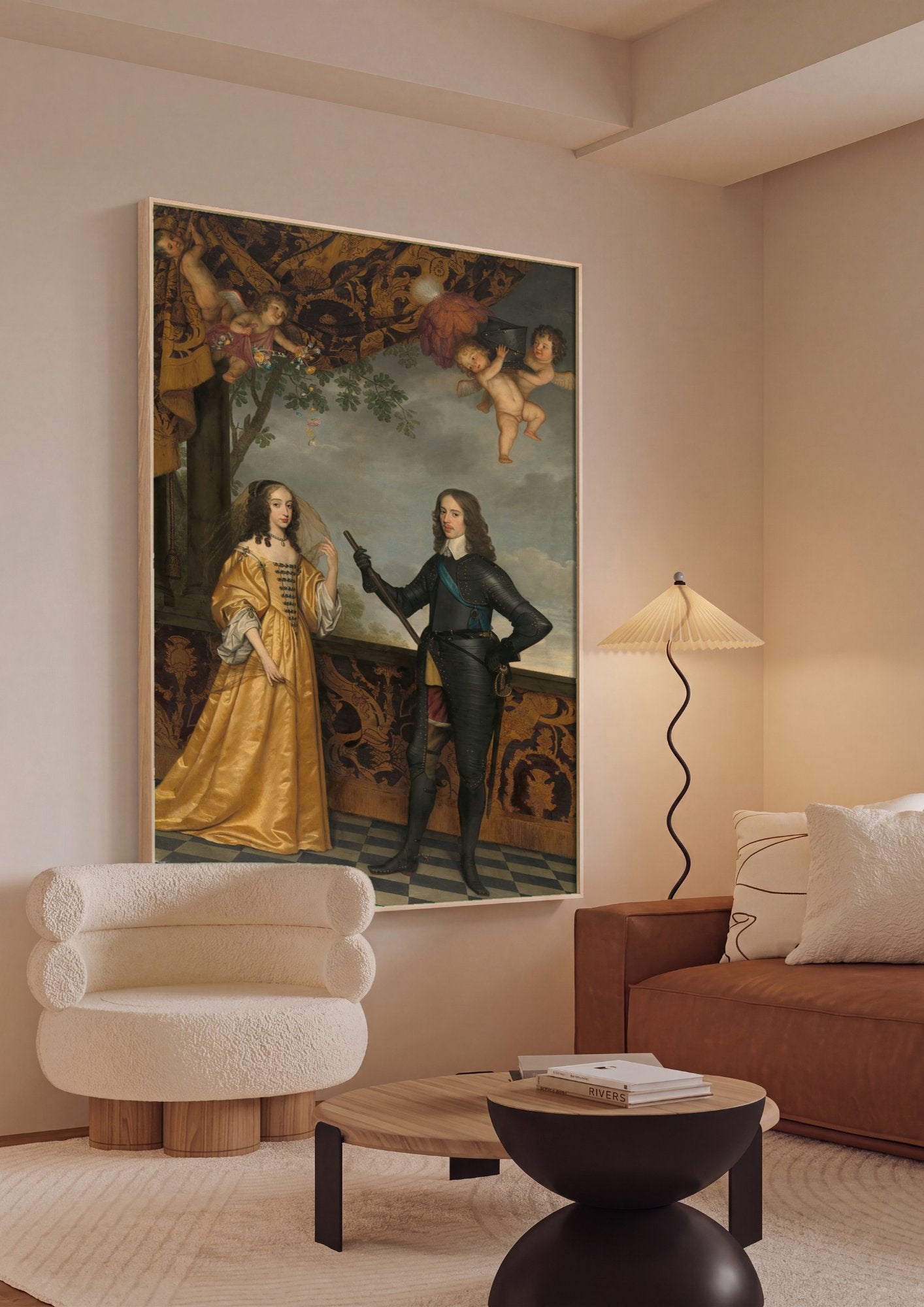 Quadro Decorativo 'Frederik Hendrik e Amalia van Solms' - Gerard van Honthorst em ambiente decorado