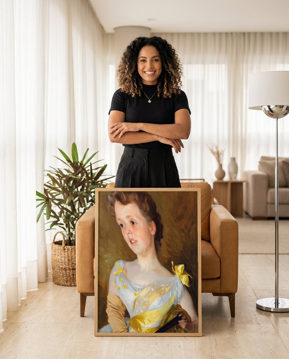 Quadro Decorativo Retrato de Jovem Dama - John Singer Sargent com modelo em ambiente