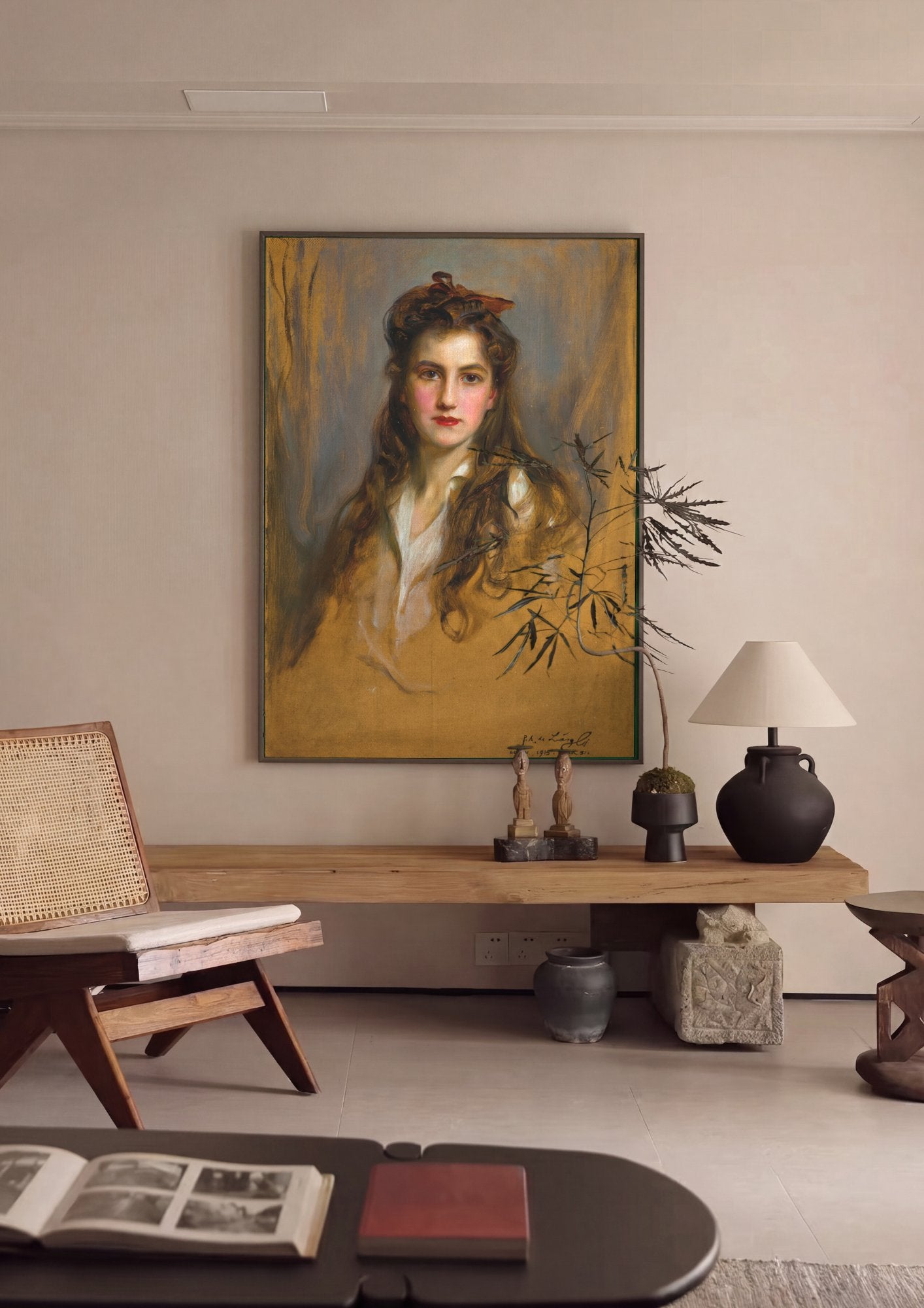 Quadro Decorativo Retrato de Jovem Dama - Philip Alexius de László em ambiente decorado