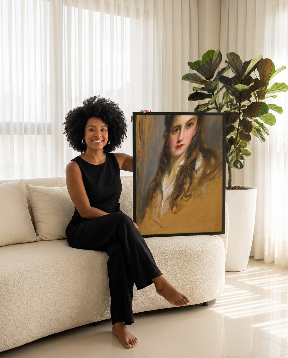 Quadro Decorativo Retrato de Jovem Dama - Philip Alexius de László com modelo em ambiente