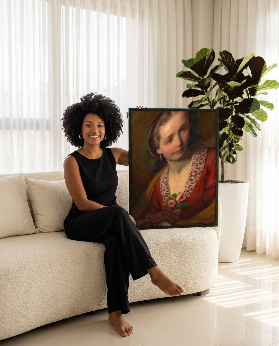 Quadro Decorativo Retrato de Jovem Dama - Friedrich von Amerling com modelo em ambiente