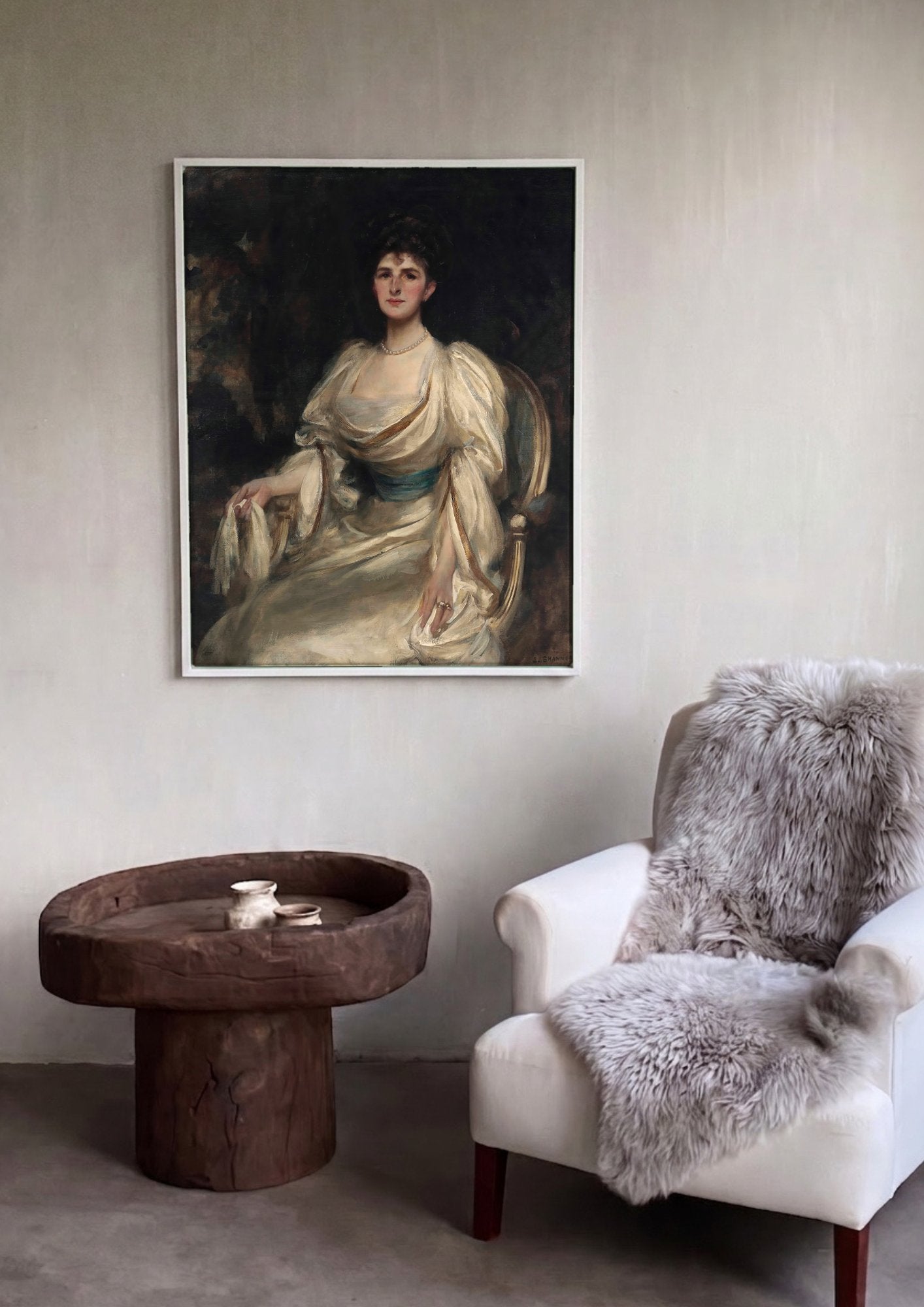 Quadro Decorativo Retrato de Mulher - James Jebusa Shannon em ambiente decorado