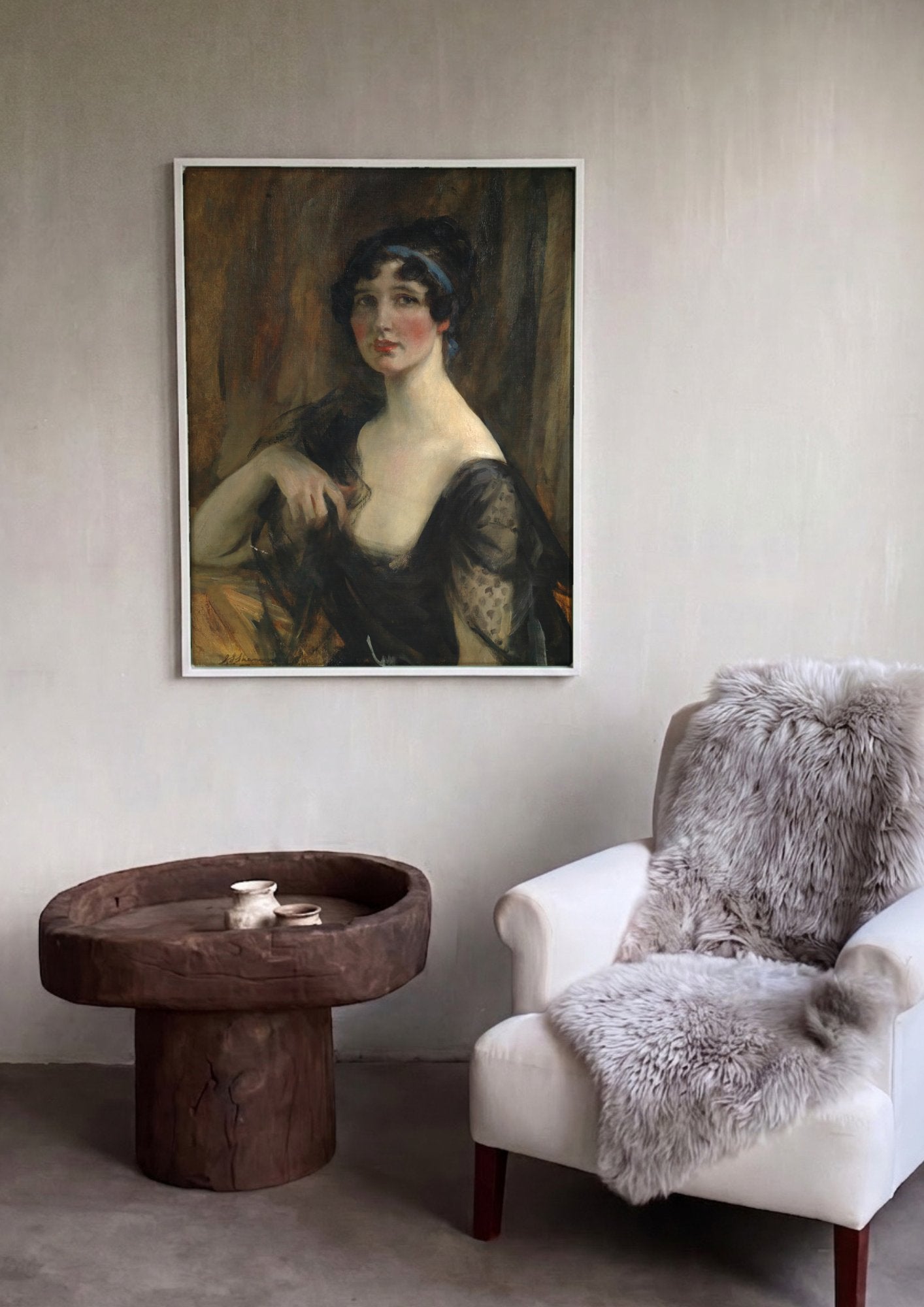 Quadro Decorativo Retrato de Mulher - James Jebusa Shannon em ambiente decorado