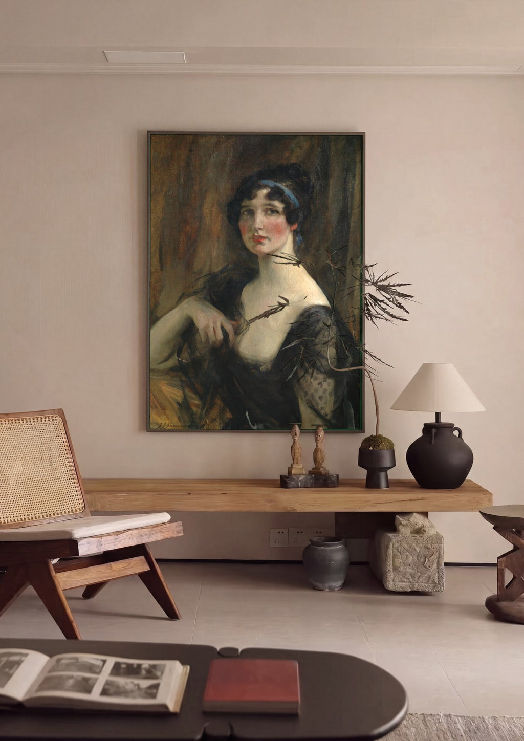 Quadro Decorativo Retrato de Mulher - James Jebusa Shannon em ambiente decorado