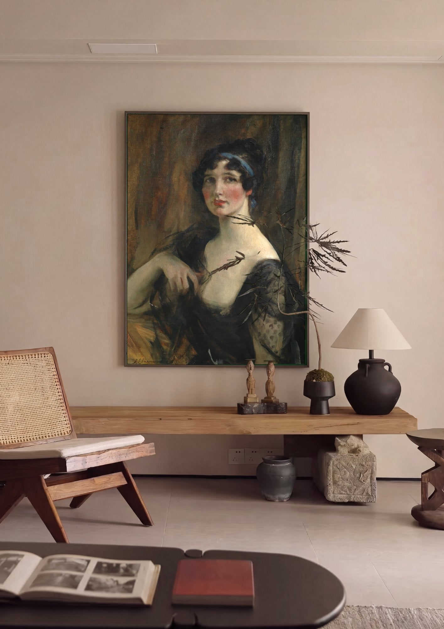 Quadro Decorativo Retrato de Mulher - James Jebusa Shannon em ambiente decorado