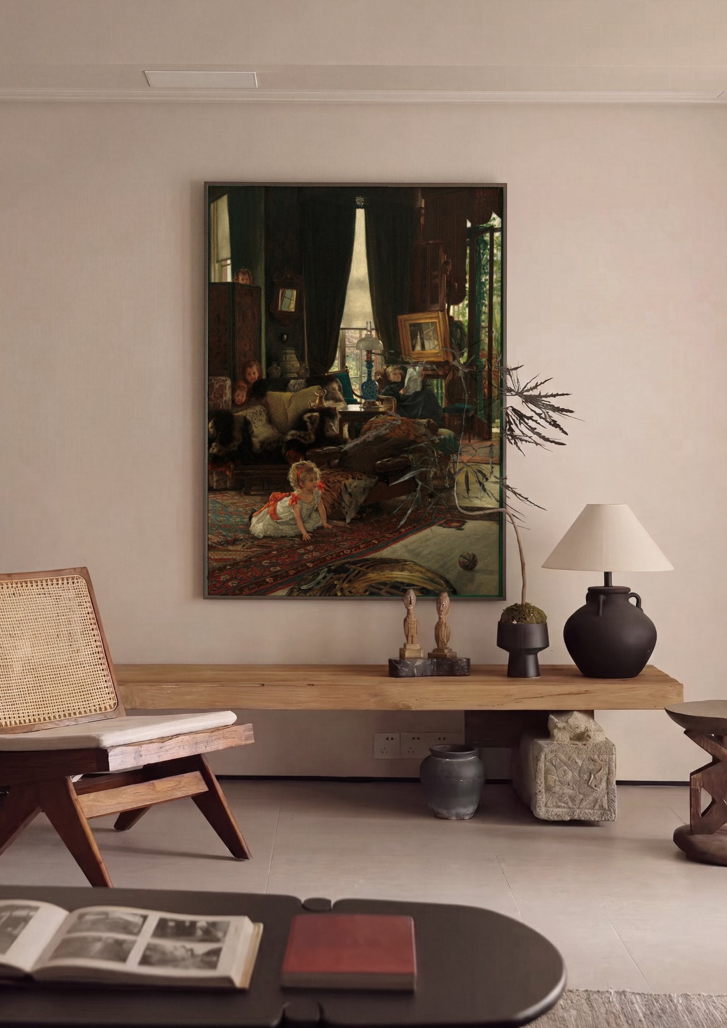 Quadro Decorativo A Quiet Afternoon - James Tissot em ambiente decorado