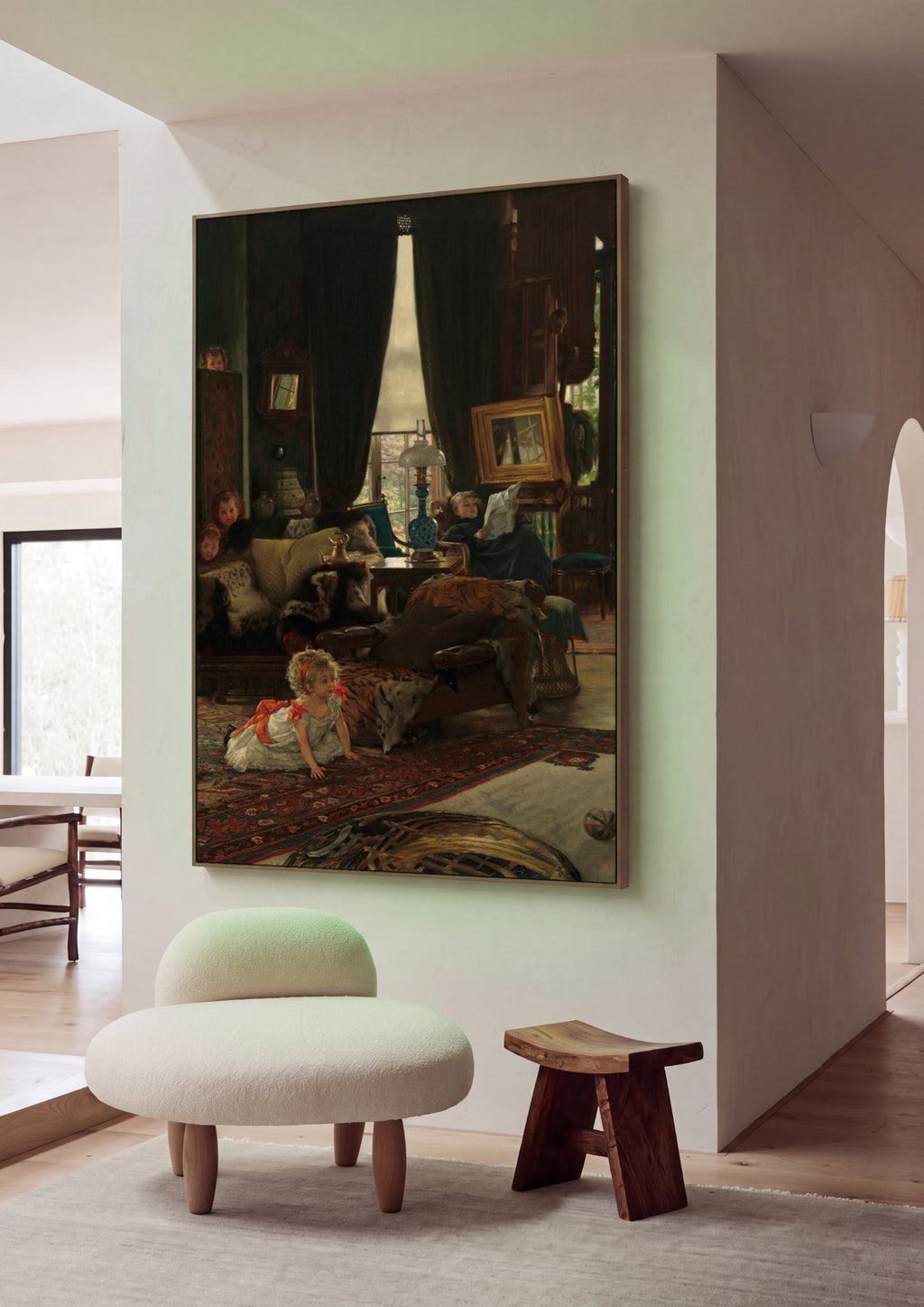 Quadro Decorativo A Quiet Afternoon - James Tissot em ambiente decorado