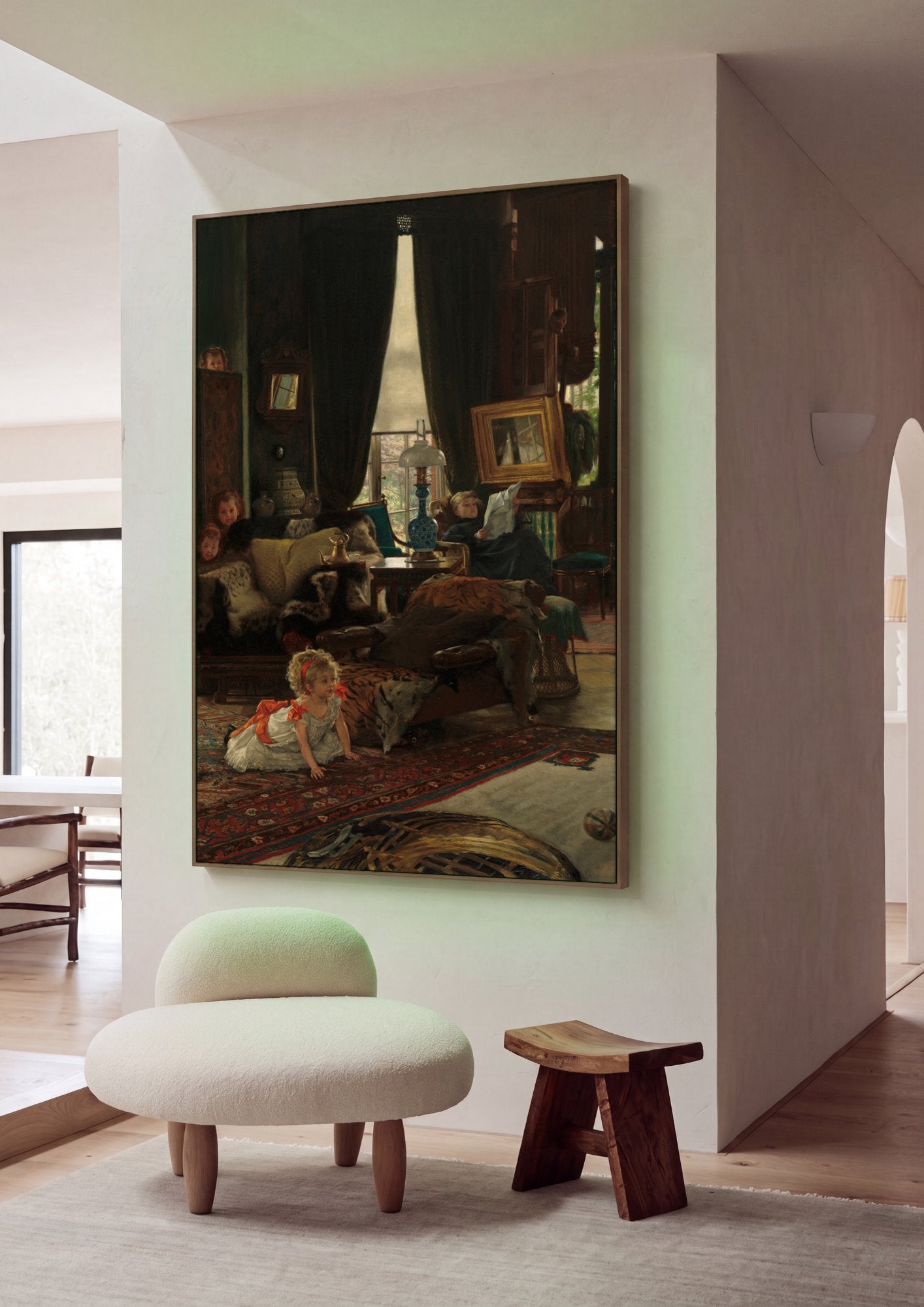 Quadro Decorativo A Quiet Afternoon - James Tissot em ambiente decorado