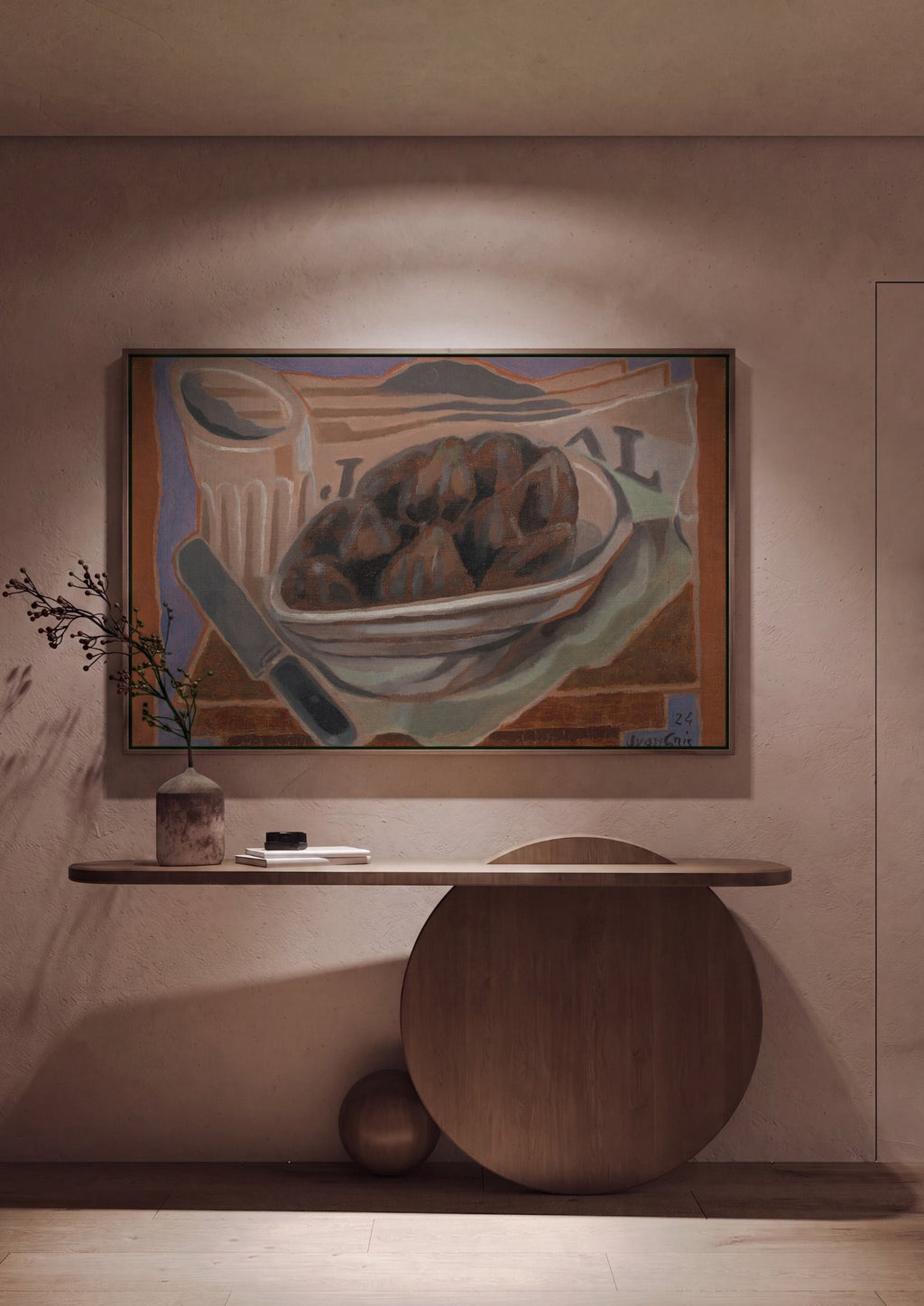 Quadro Decorativo Natureza-Morta com Ameixas - Juan Gris em ambiente decorado
