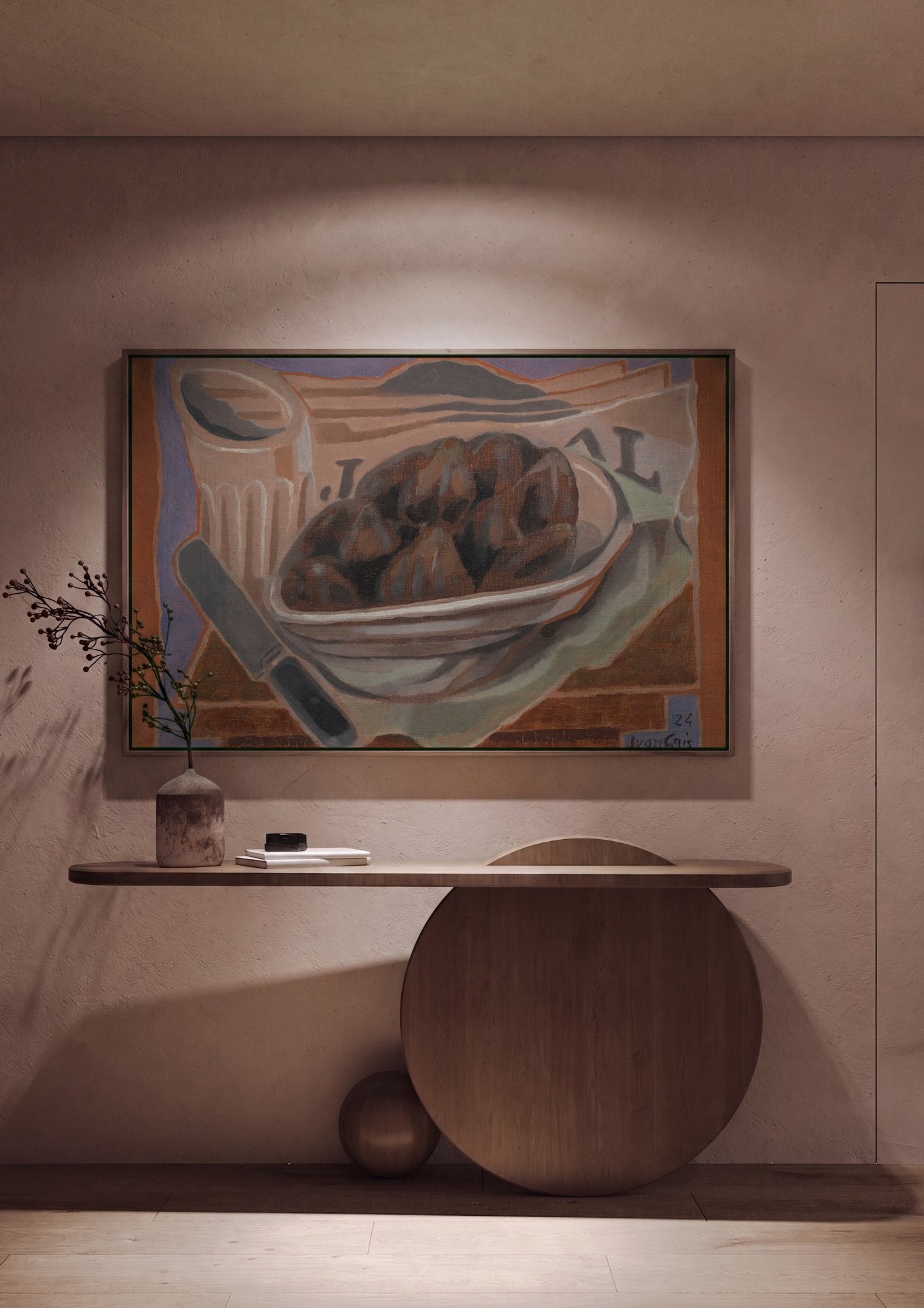 Quadro Decorativo Natureza-Morta com Ameixas - Juan Gris em ambiente decorado