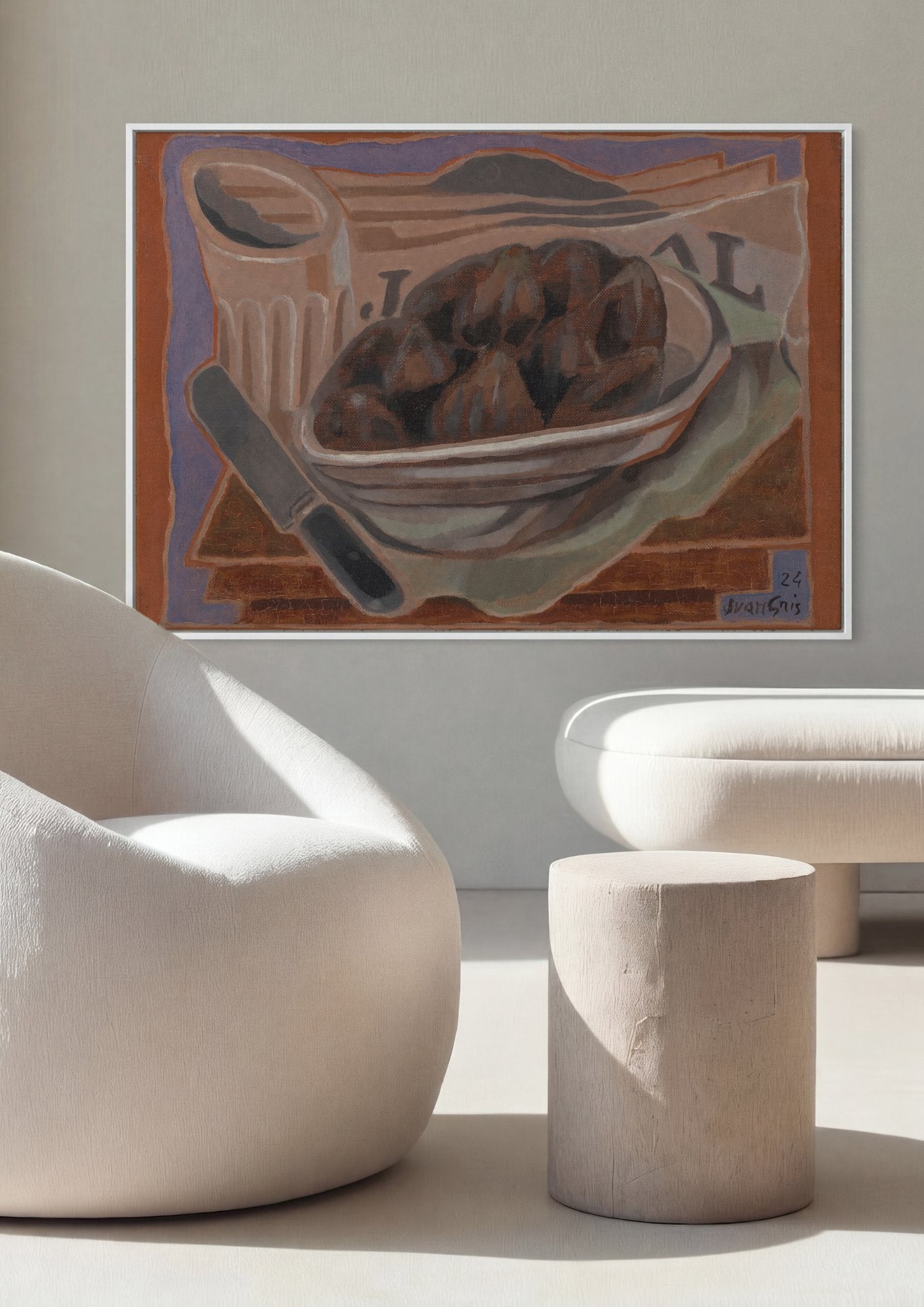 Quadro Decorativo Natureza-Morta com Ameixas - Juan Gris em ambiente decorado
