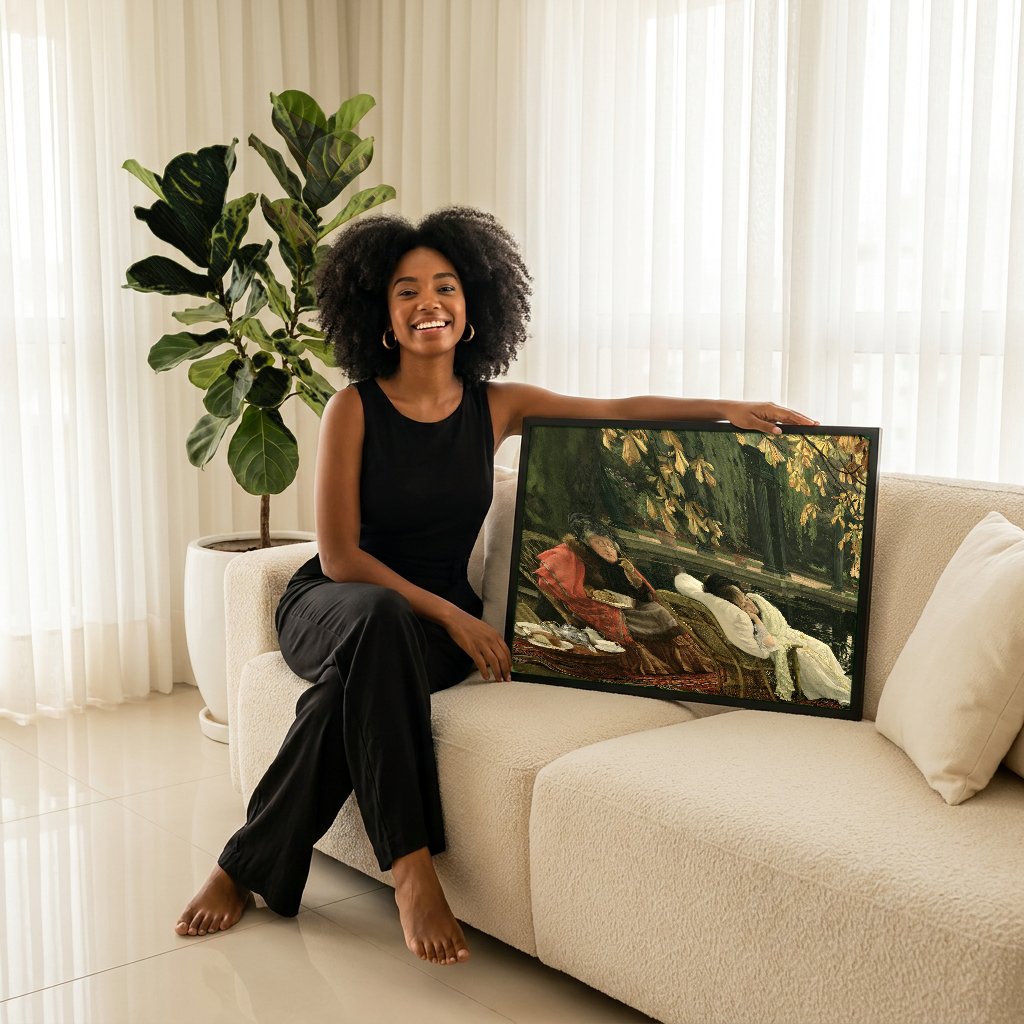 Quadro Decorativo A Tarde de Outono - James Tissot com modelo em ambiente