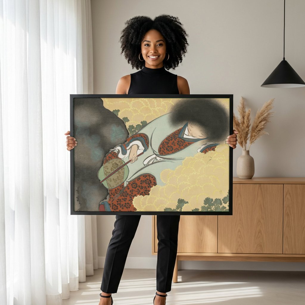 Quadro Decorativo A Dama Adormecida - Kamisaka Sekka com modelo em ambiente