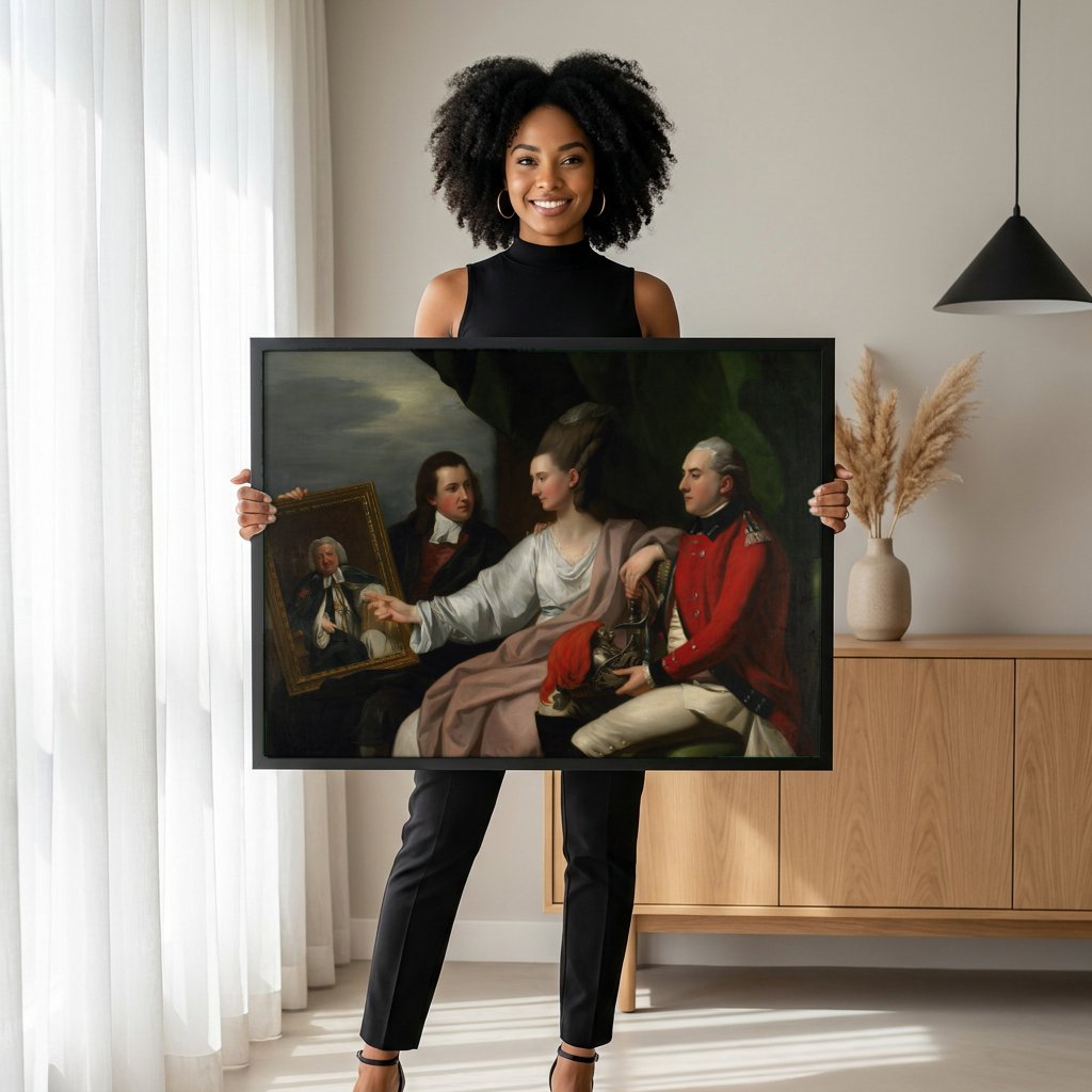 Quadro Decorativo A Família West - Benjamin West com modelo em ambiente