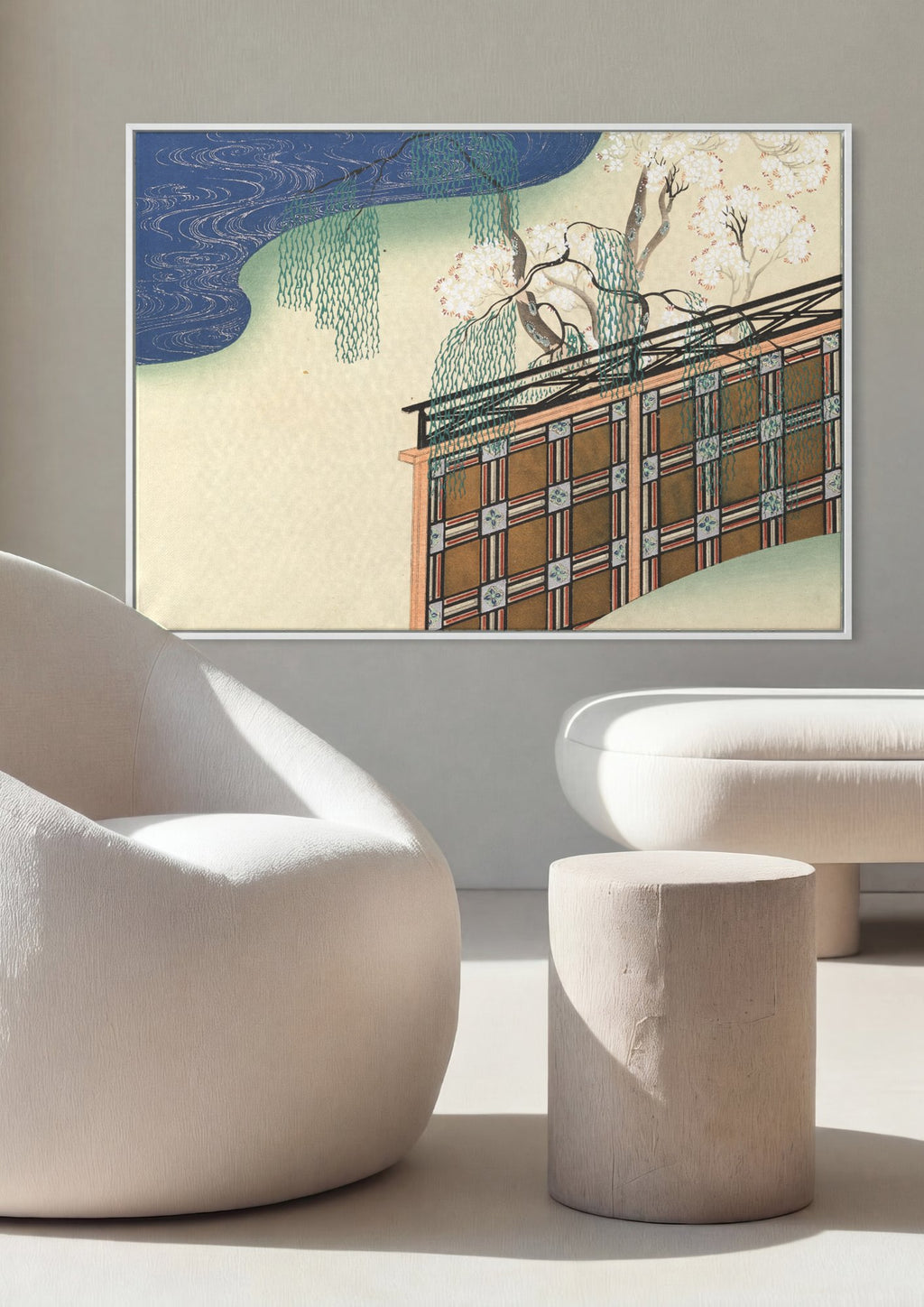 Quadro Decorativo Jardins Japoneses - Kamisaka Sekka em ambiente decorado