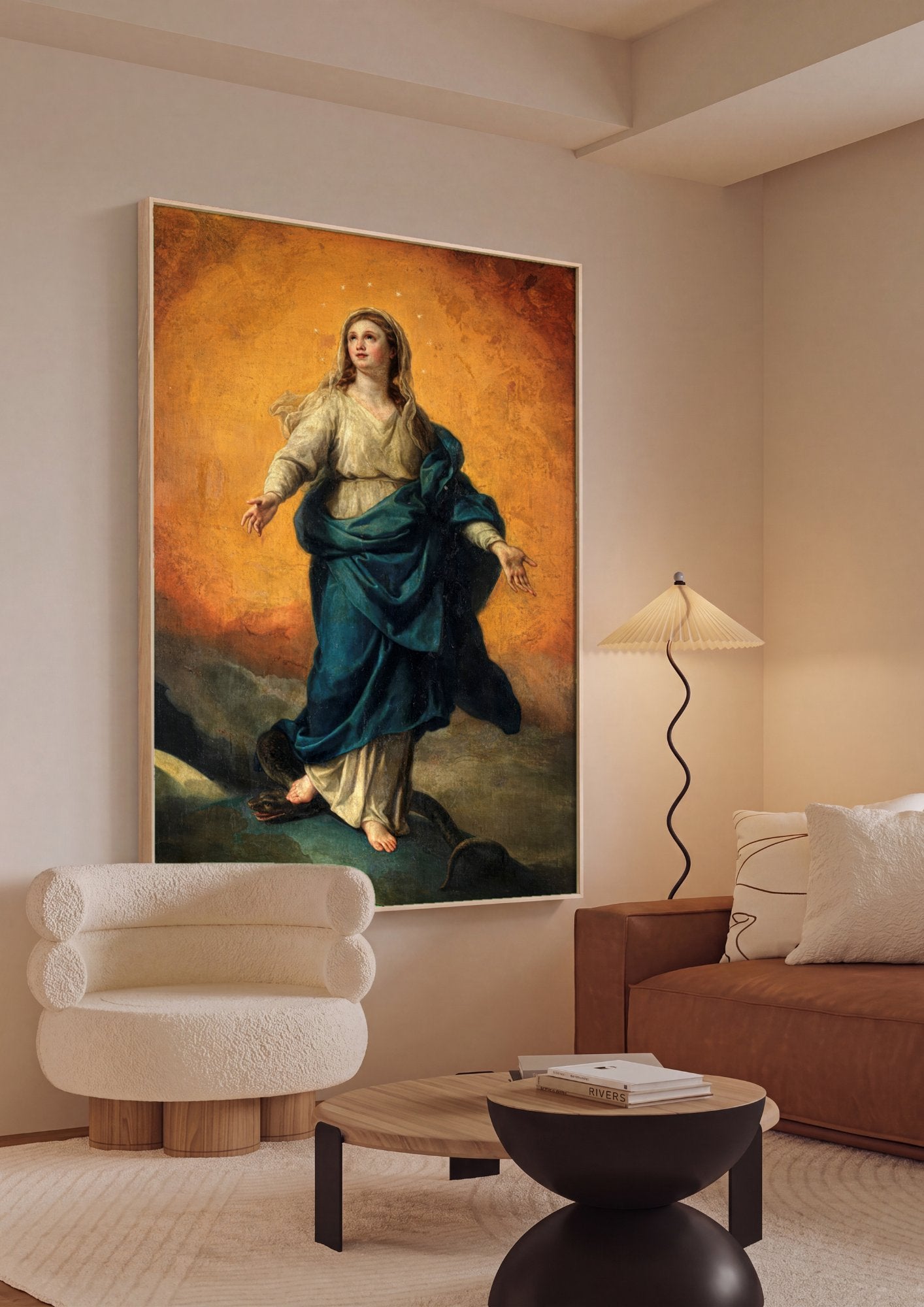 Quadro Decorativo Imaculada Conceição - Anton Raphael Mengs em ambiente decorado