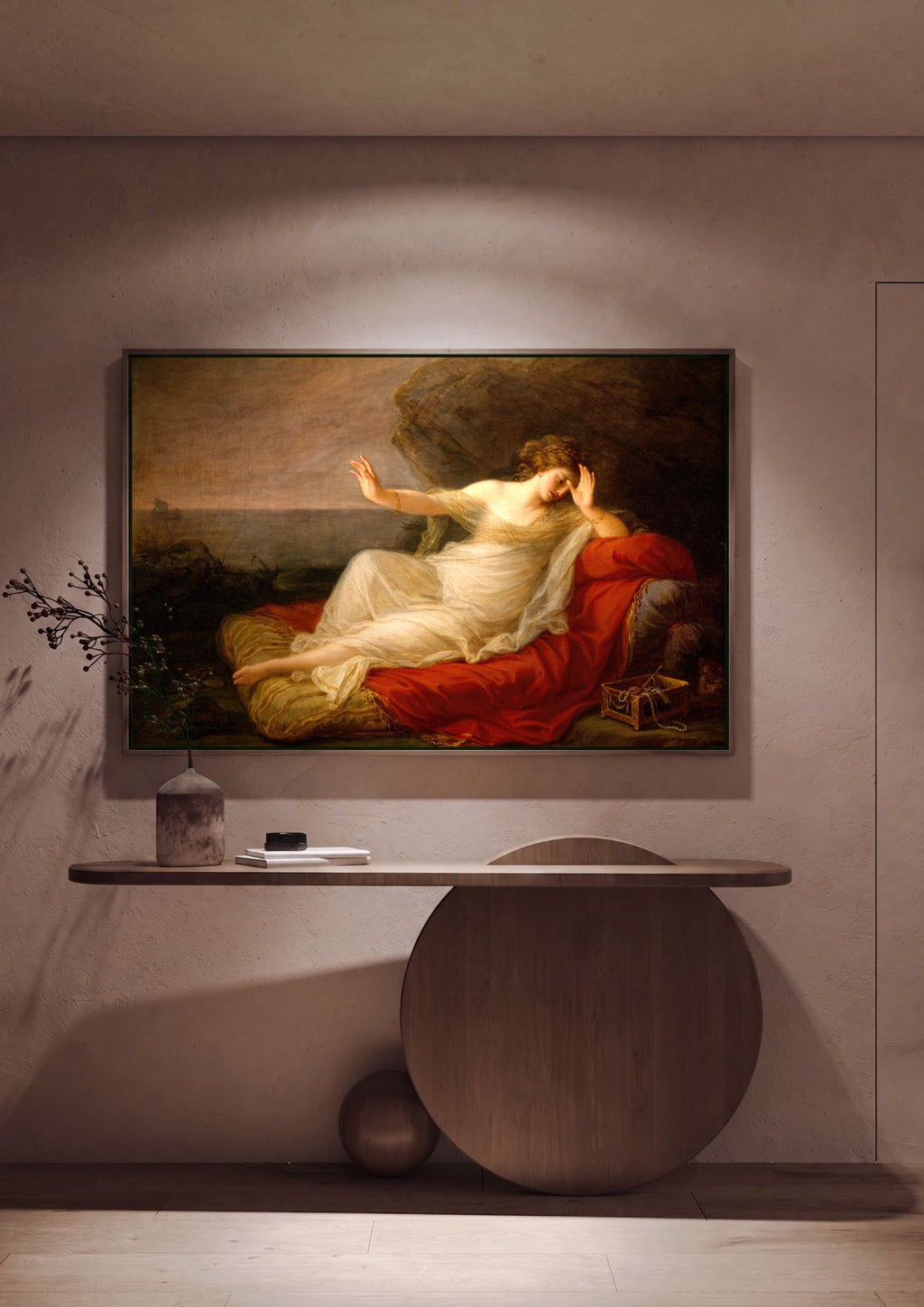 Quadro Decorativo Penélope Adormecida - Angelica Kauffmann em ambiente decorado