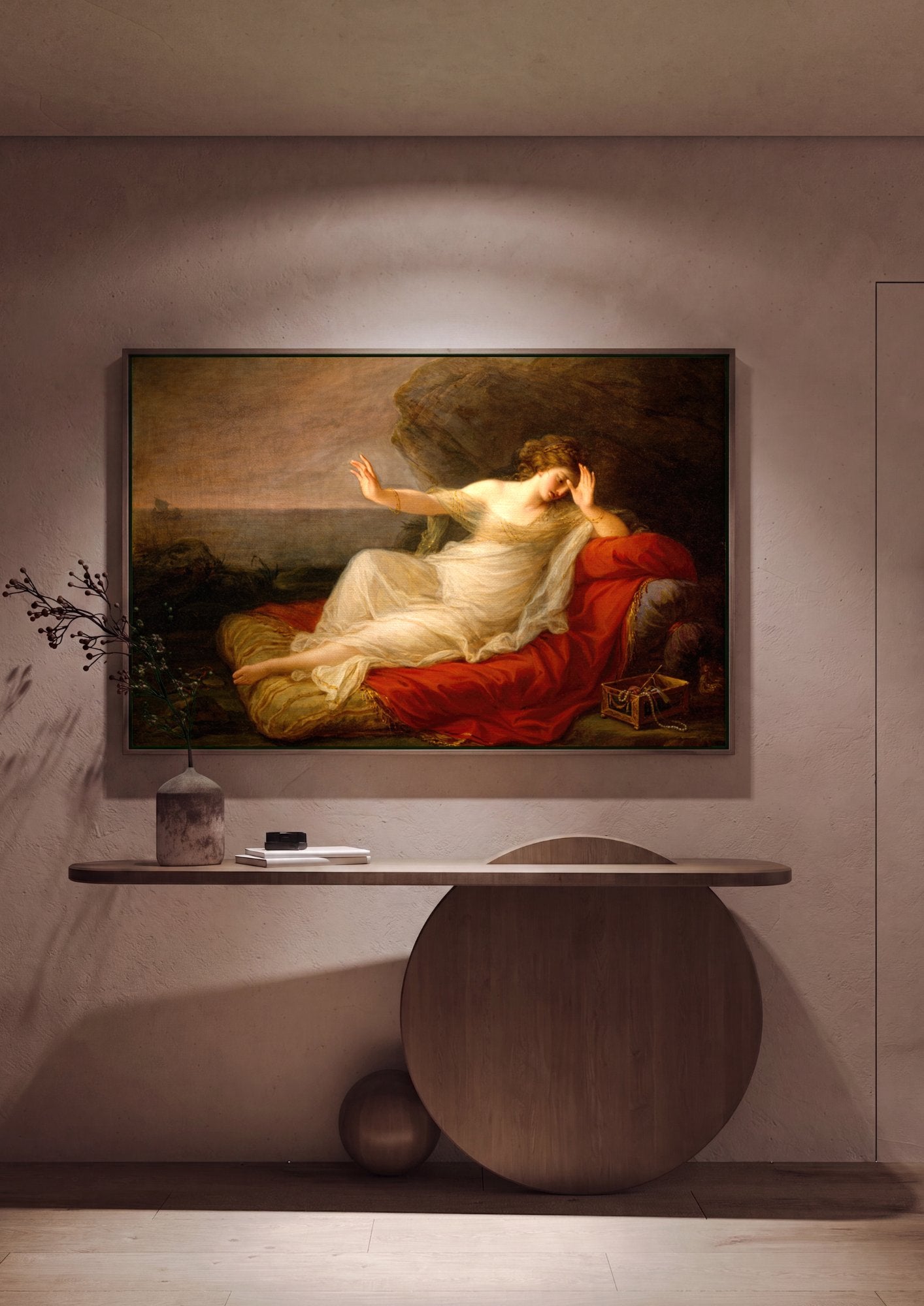 Quadro Decorativo Penélope Adormecida - Angelica Kauffmann em ambiente decorado