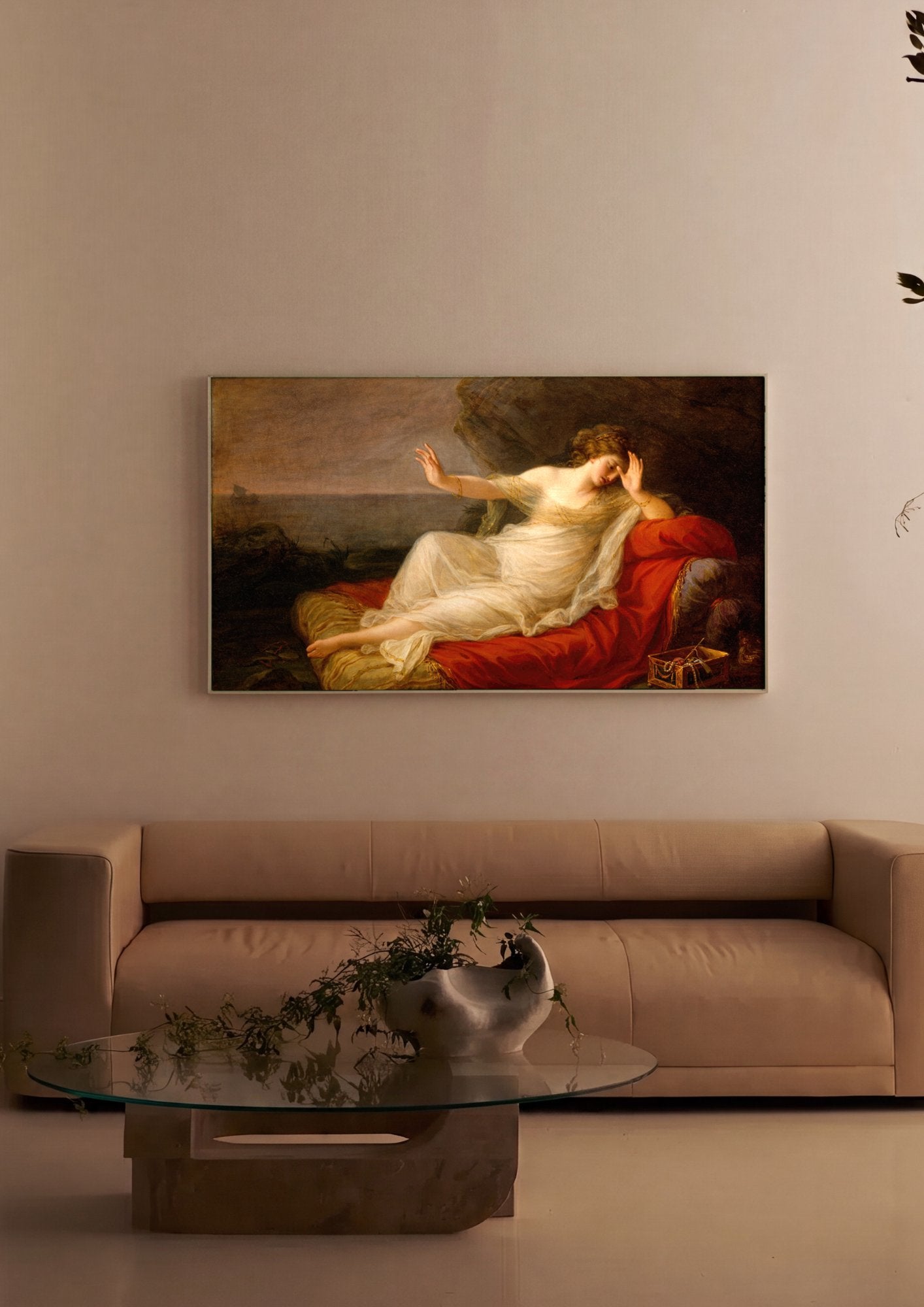 Quadro Decorativo Penélope Adormecida - Angelica Kauffmann em ambiente decorado