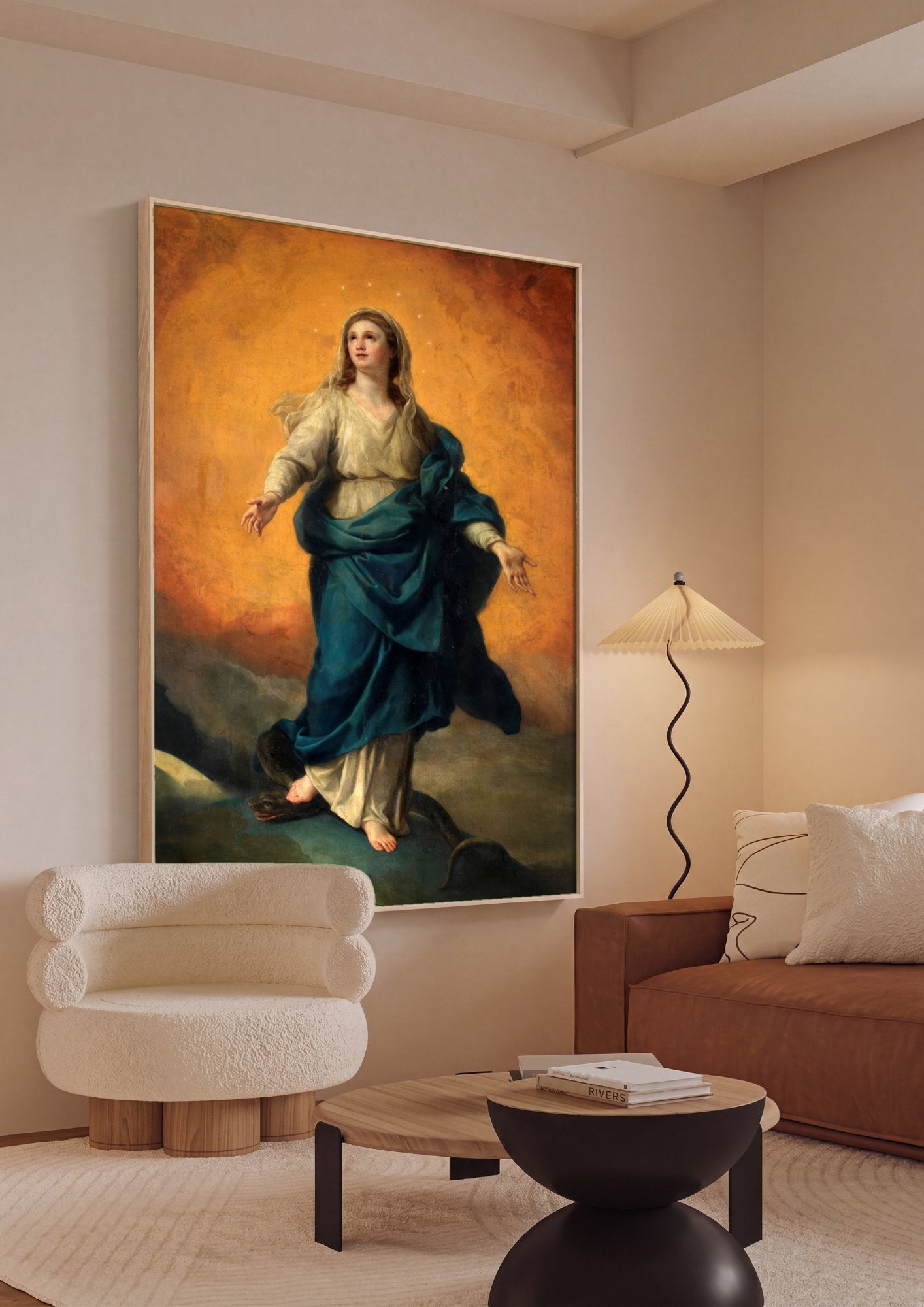 Quadro Decorativo Imaculada Conceição - Anton Raphael Mengs em ambiente decorado