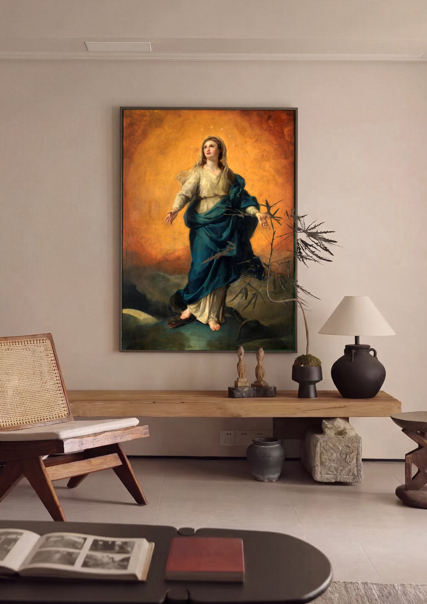 Quadro Decorativo Imaculada Conceição - Anton Raphael Mengs em ambiente decorado