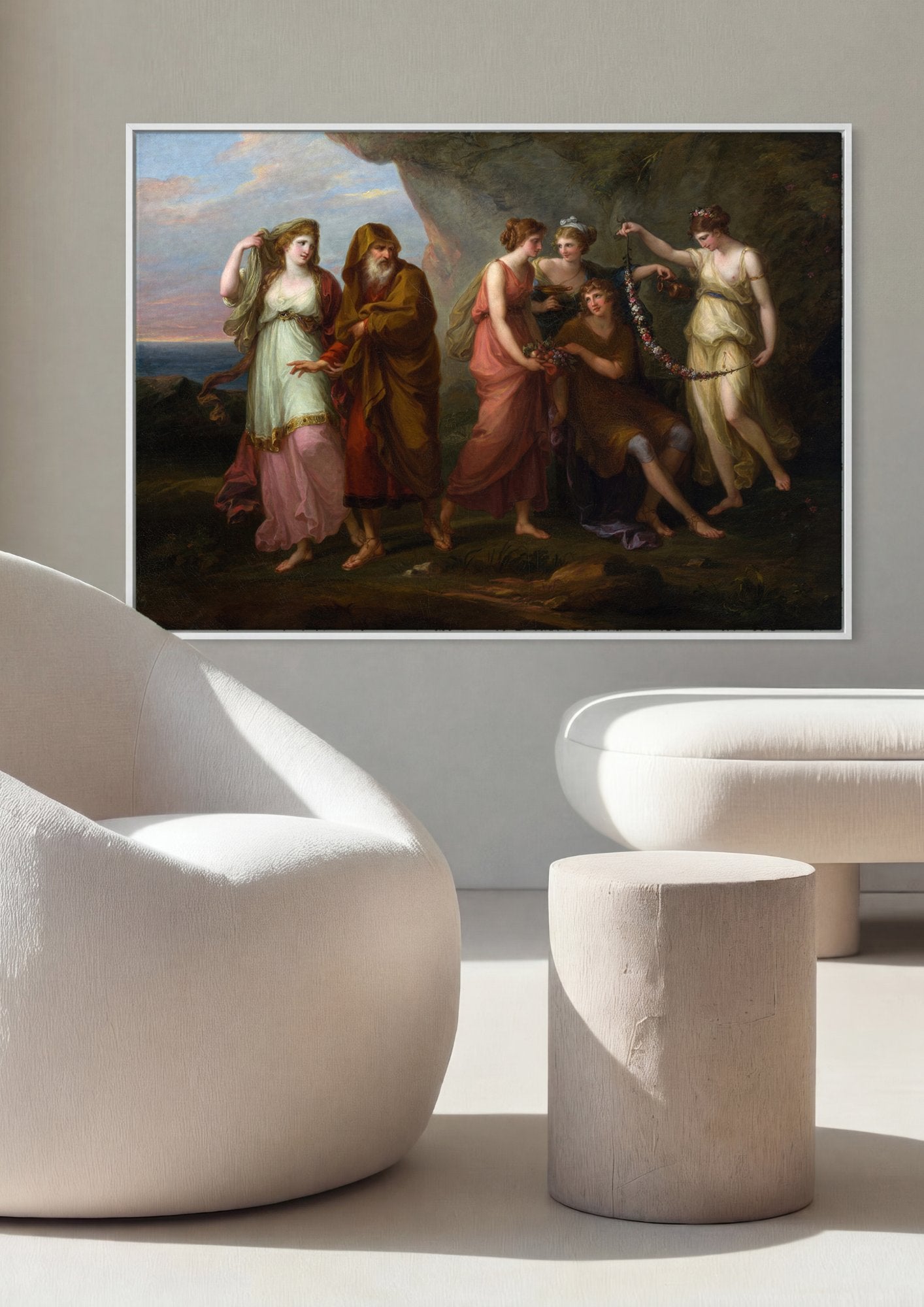 Quadro Decorativo A Poesia e a Música - Angelica Kauffmann em ambiente decorado