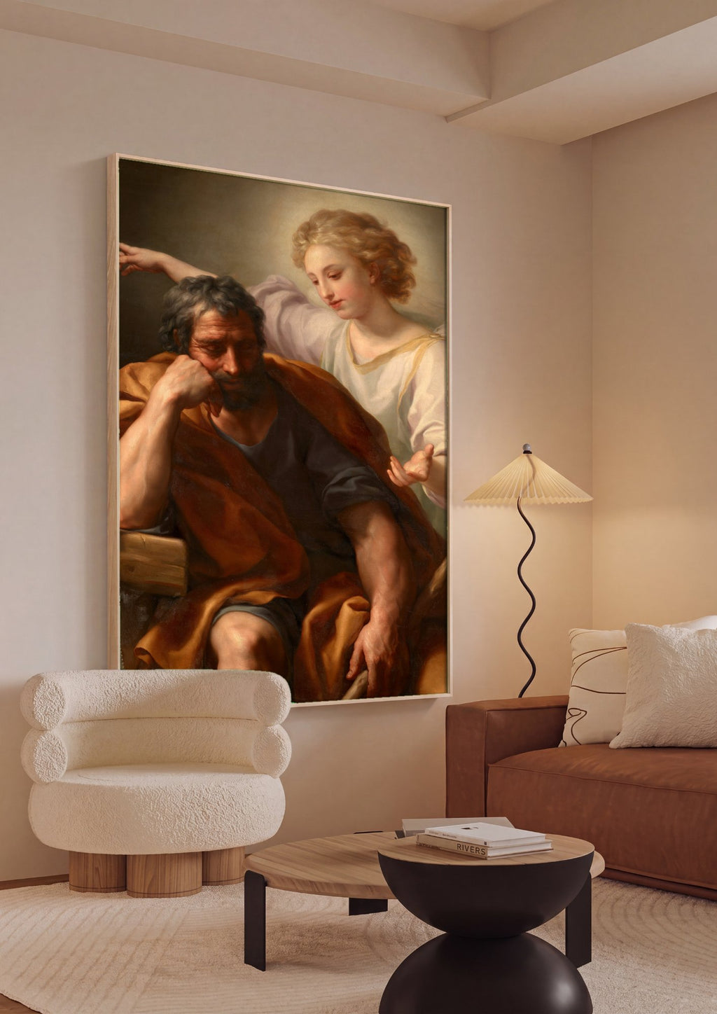 Quadro Decorativo O Sonho de São José - Anton Raphael Mengs em ambiente decorado